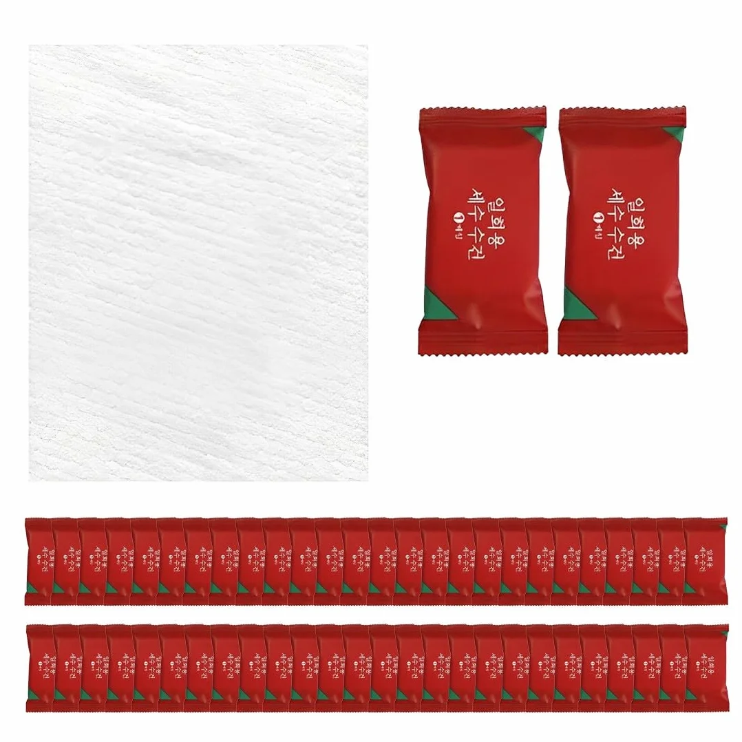 50 salviette a forma di compressa, 100% biodegradabili, mini panni pressati, salvaspazio, morbidi, assorbenti, utilizzabili con acqua, rinfrescanti, per la pulizia