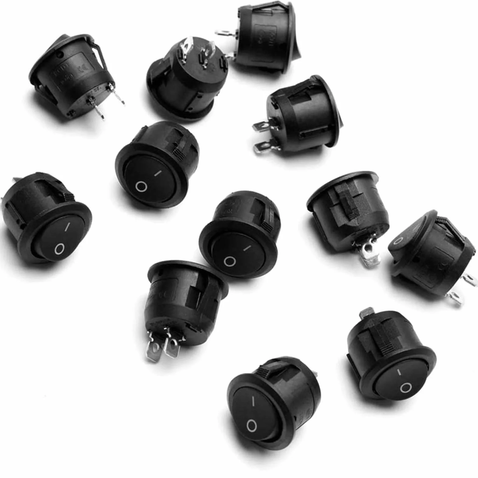Interruttore da Pannello SPST ON/OFF 2 Pin 2 Posizioni,15PCS 12V-DC-20A Interruttore a Bilanciere Rotondo,Mini Interruttore a Levetta per Auto/ Camion/ Barca/ Elettrodomestici
