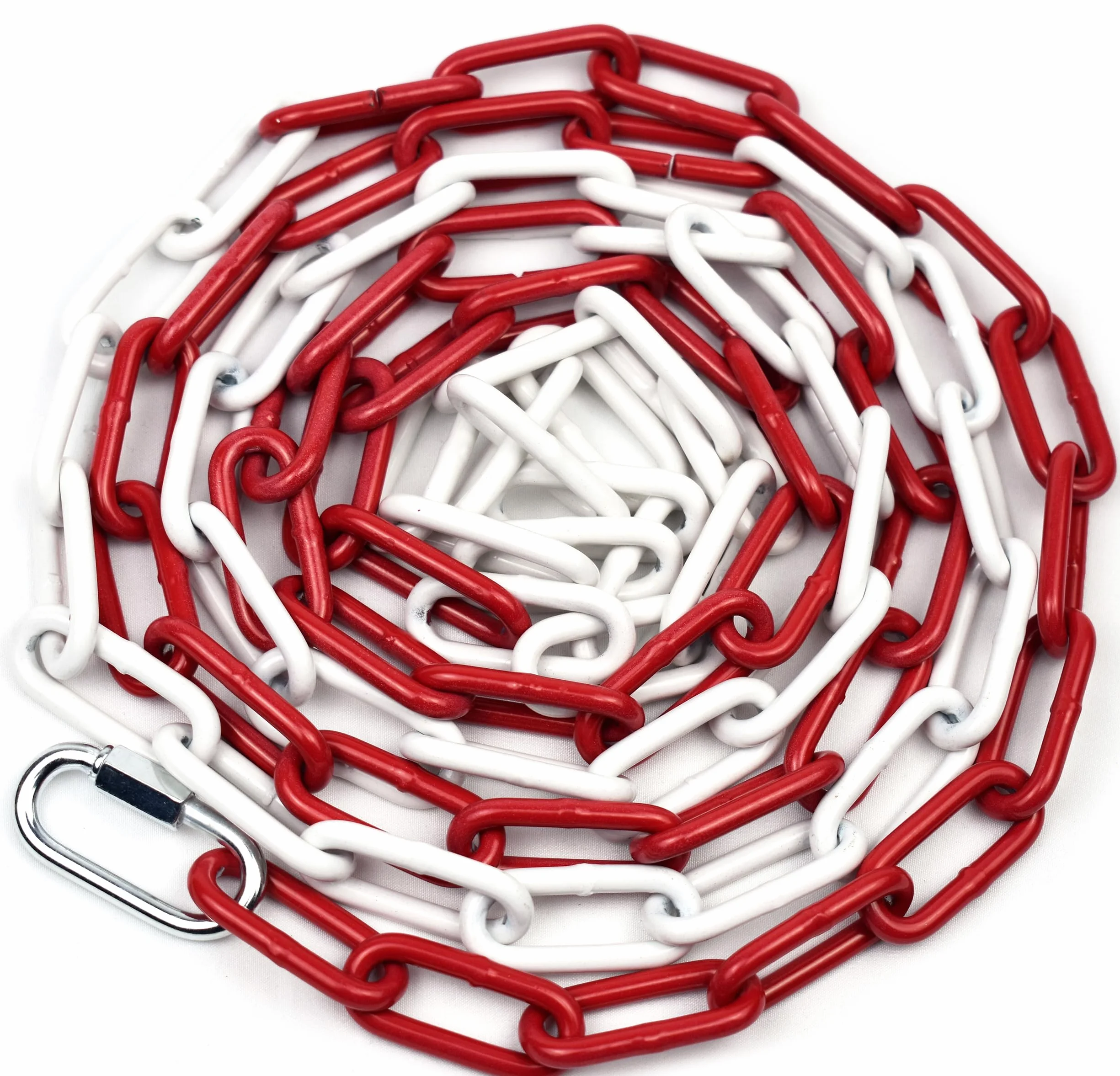 Barriera a Catena in Metallo 5M，Catena Barriera Bicolore Rosso-Bianco 5mm, Alta Visibilità Durevole, Controllo della Folla, Traffico, Coda(5M)