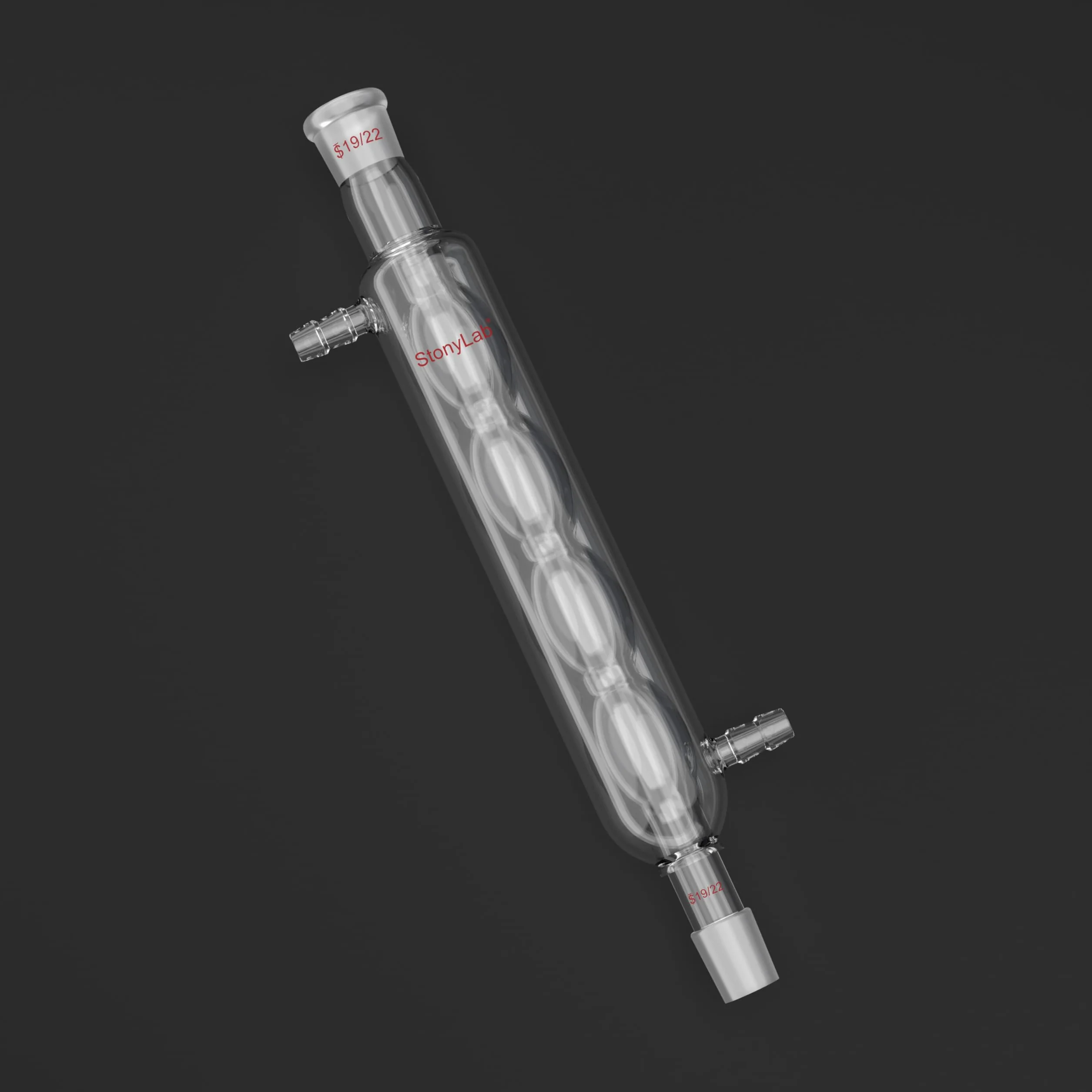 stonylab Condensatore Allihn con Giunti 19/22, Condensatore da Laboratorio in Vetro Borosilicato per Distillazione, Riflusso, Esperimenti di Chimica, Lunghezza Camicia a Spirale 200 mm