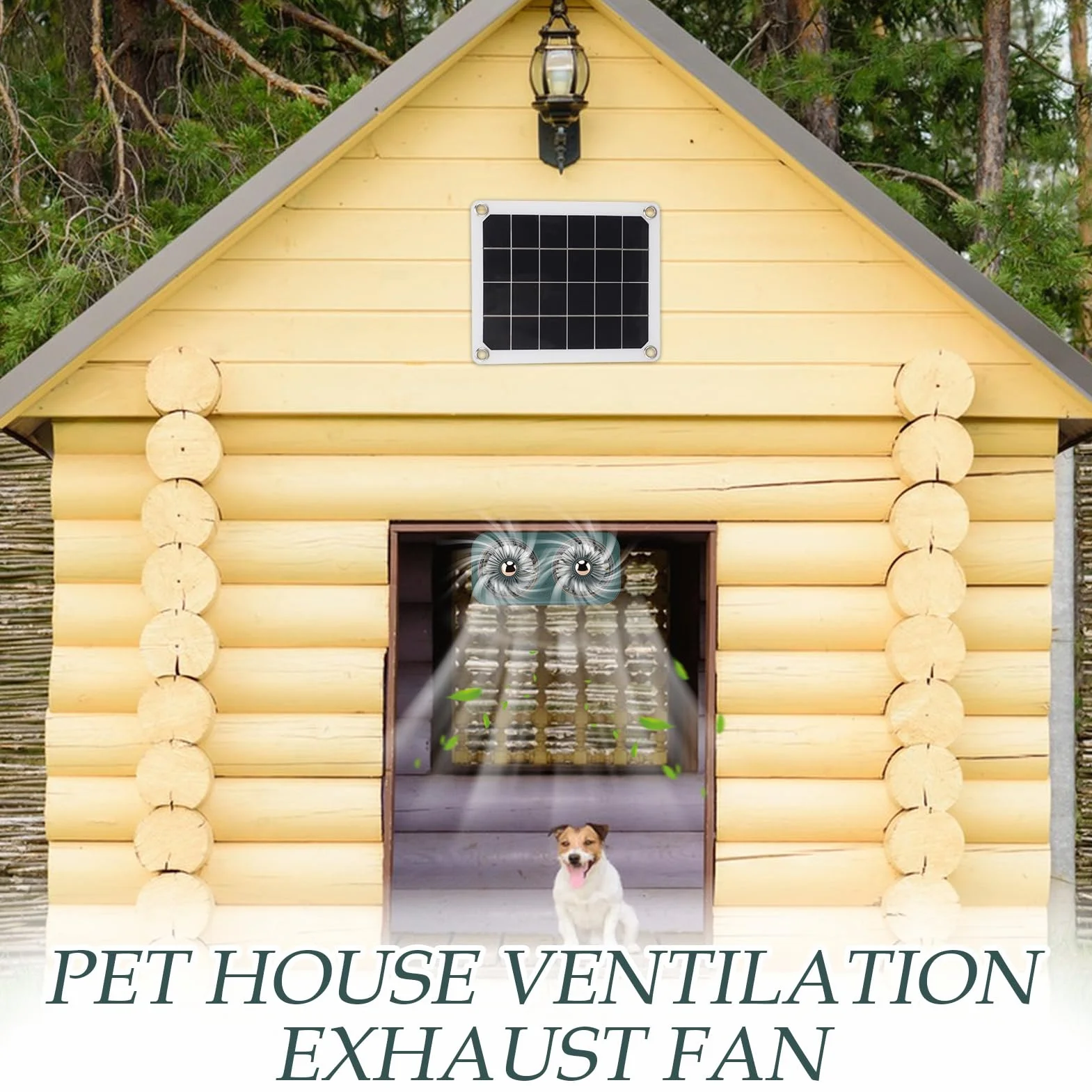 Ventilatore solare 20 W Dog Hill Fan Protesp per cantine garage stabile casette cani