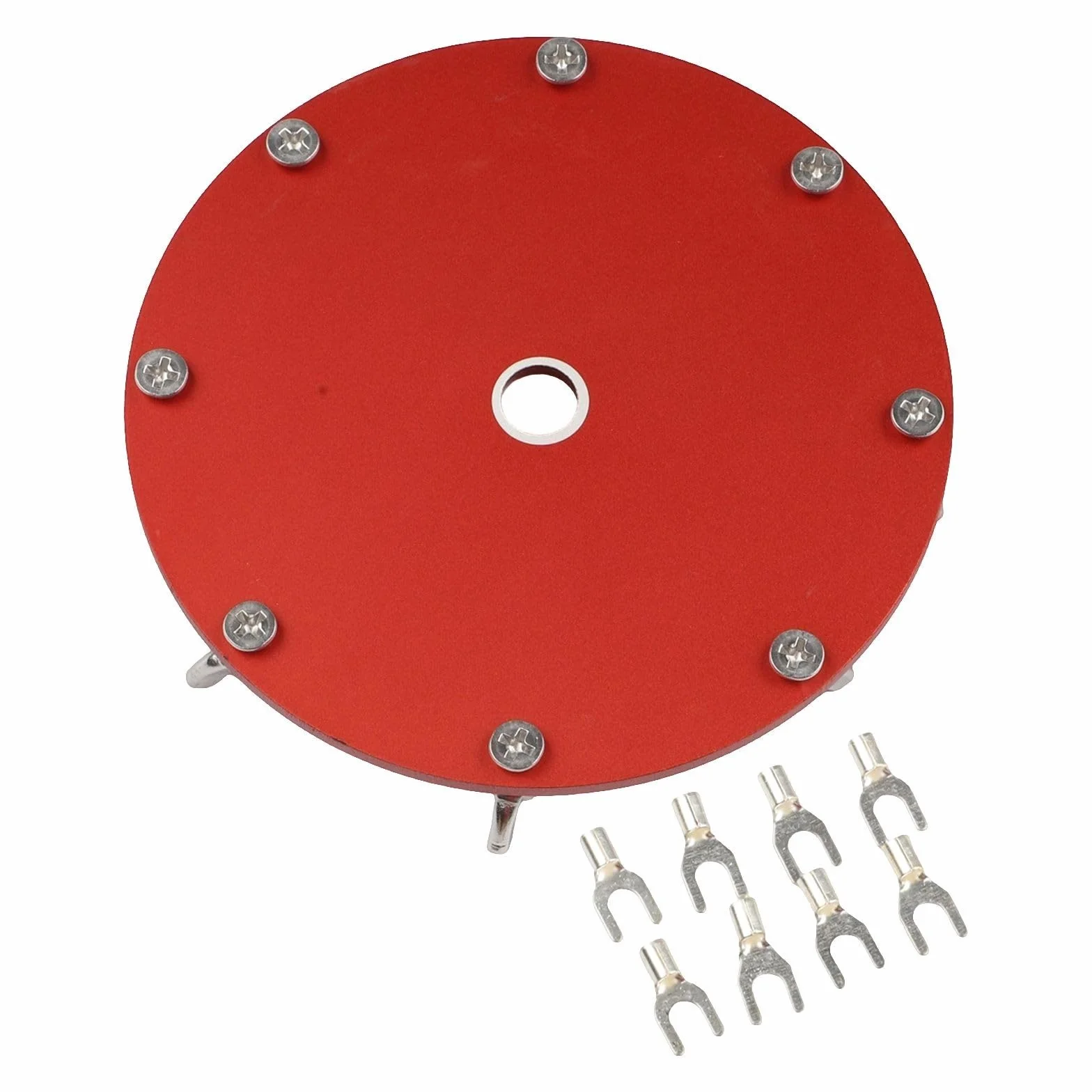 Disco di messa a terra in alluminio dedicato per sistemi di antenna PAC-12 JPC-12, piastra rossa leggera da 110 g con terminali a forcella, ingranaggio di stabilità del segnale migliorato