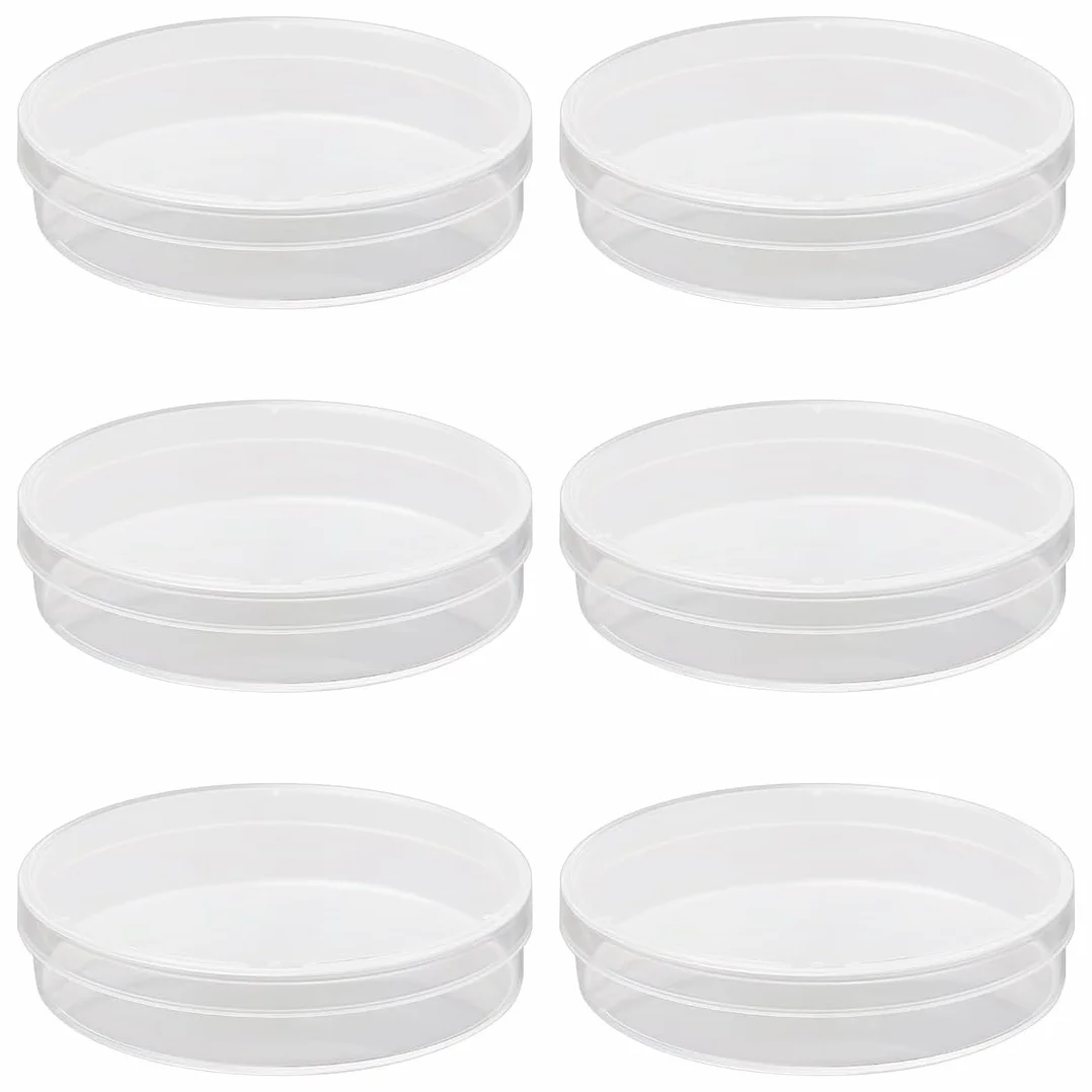 6 Pezzi Plastica Petri piatto, Plastica Petri Piatto con Coperchio Sterile, Plastica di Petri con Coperchio, Piastre di Petri Trasparente, Per Laboratorio Esperimento Biologia Studi