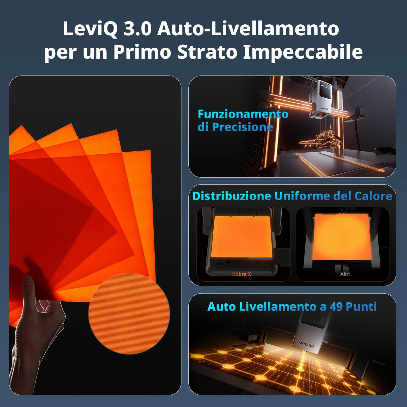 Anycubic Kobra X Stampante 3D, Stampa a 4 Colori, Fino a 19 Colori, Risparmio di Materiale Doppio, Stampa ad Alta Velocità a 600 mm/s, Ugello a 300 °C, per Piccole Imprese e Studi, 260 x 260 x 260 mm
