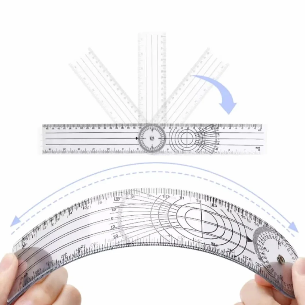 2 goniometri cinematografici in PVC girevoli a 360°, goniometro multifunzione per il rilevamento quotidiano e la cartografia e il righello della colonna vertebrale