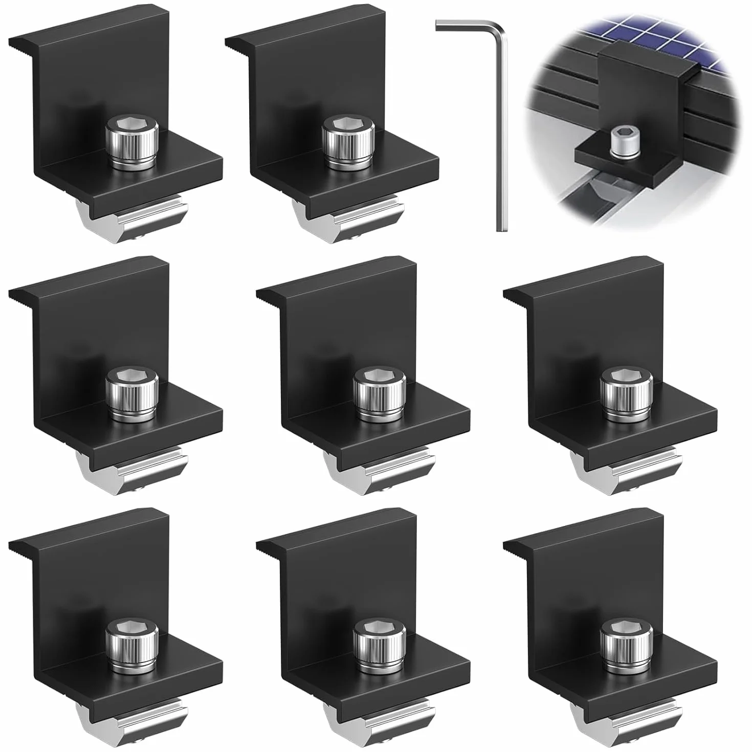 Kit Morsetto Solare Regolabile 30 mm per Pannelli Solari Staffa Z di Montaggio con Dadi e Viti