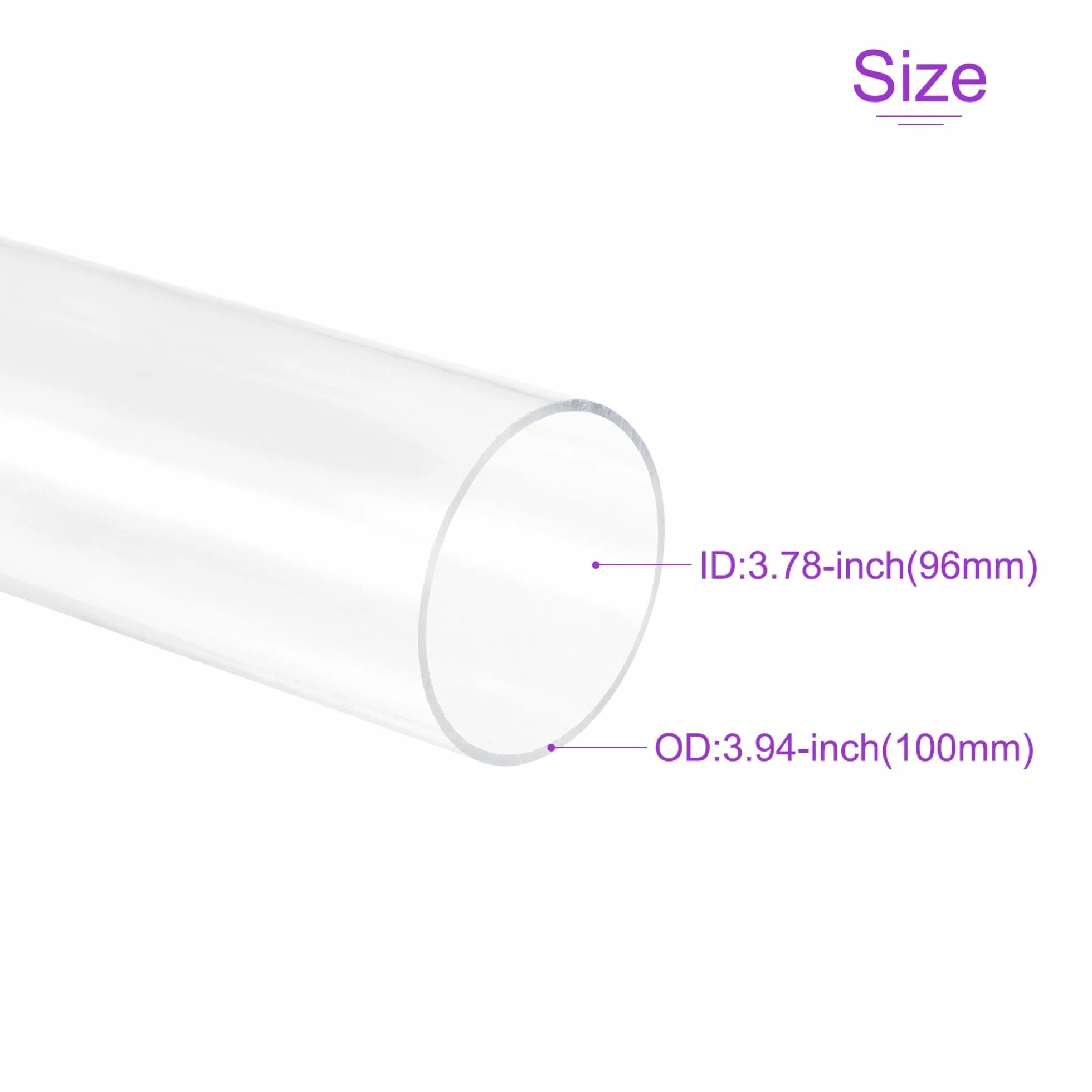 96mm x 100mm 8" Trasparente Acrilico Tubo Rigido Plastica per Acquario, Acqua Raffreddamento Sistema, Idraulico