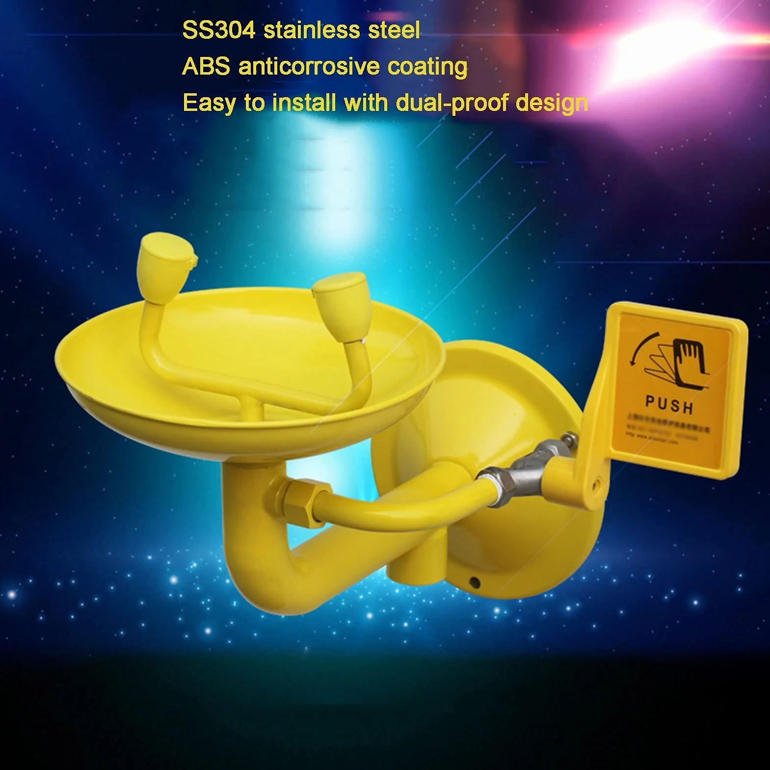 Lavaocchi A Parete Acciaio Inossidabile 304 Ciotola Emergenza Doppio Ugello 275x260mm