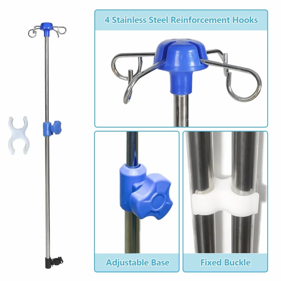 Supporto IV per sedie a rotelle e deambulatori, altezza regolabile da 89 cm a 149,9 cm, portatile
