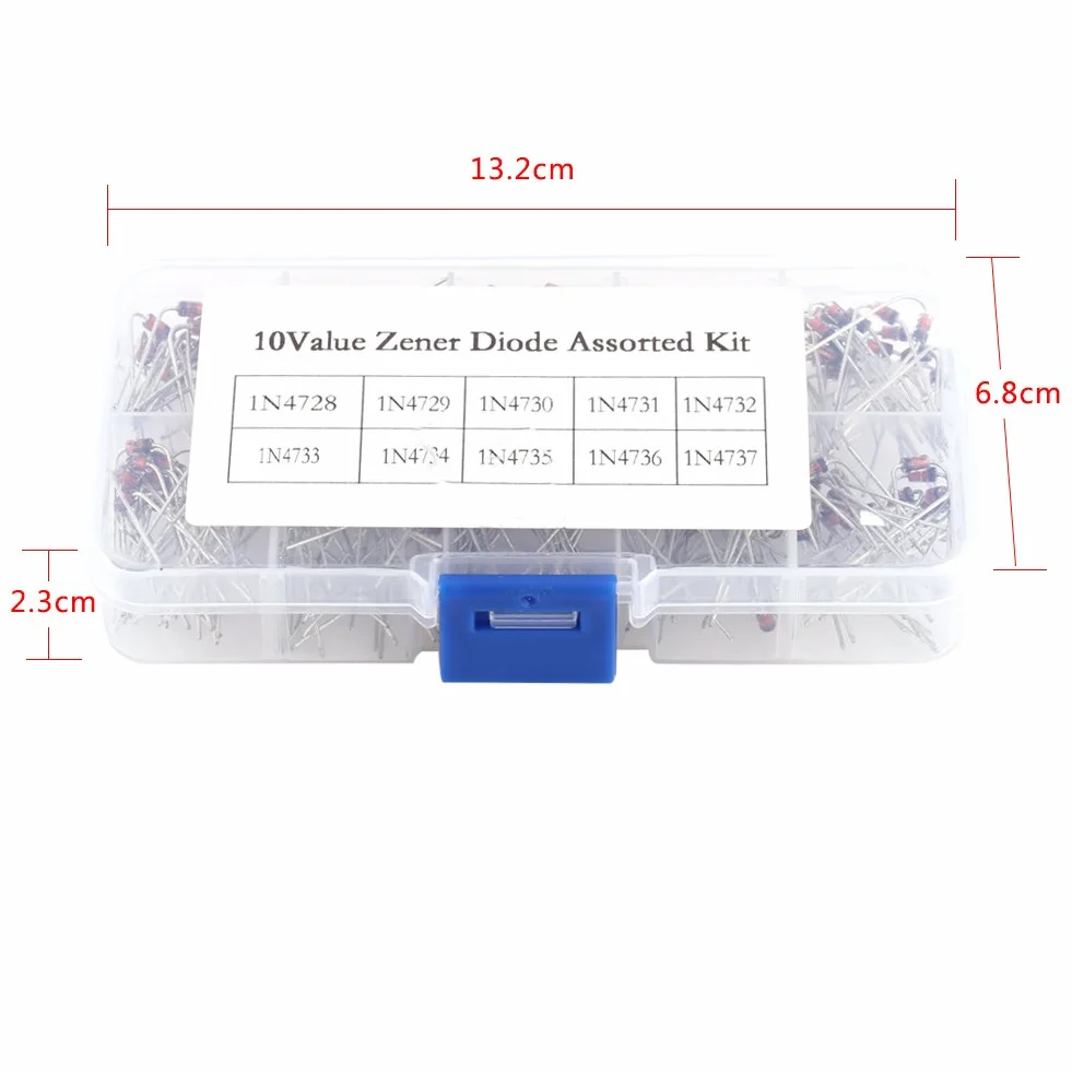 Kit Assortiti Diodi Zener 1W 3,3V-7,5V Set 200 Pezzi 10 Valori 1N4728-1N4737