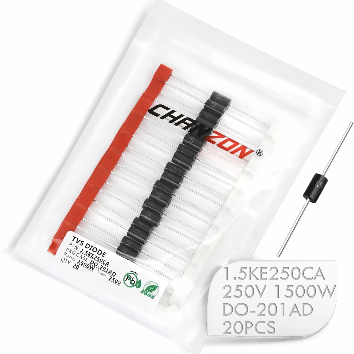 Chanzon Diodi TVS 1.5KE250CA 1500W 250V DO-201AD Canale bidirezionale