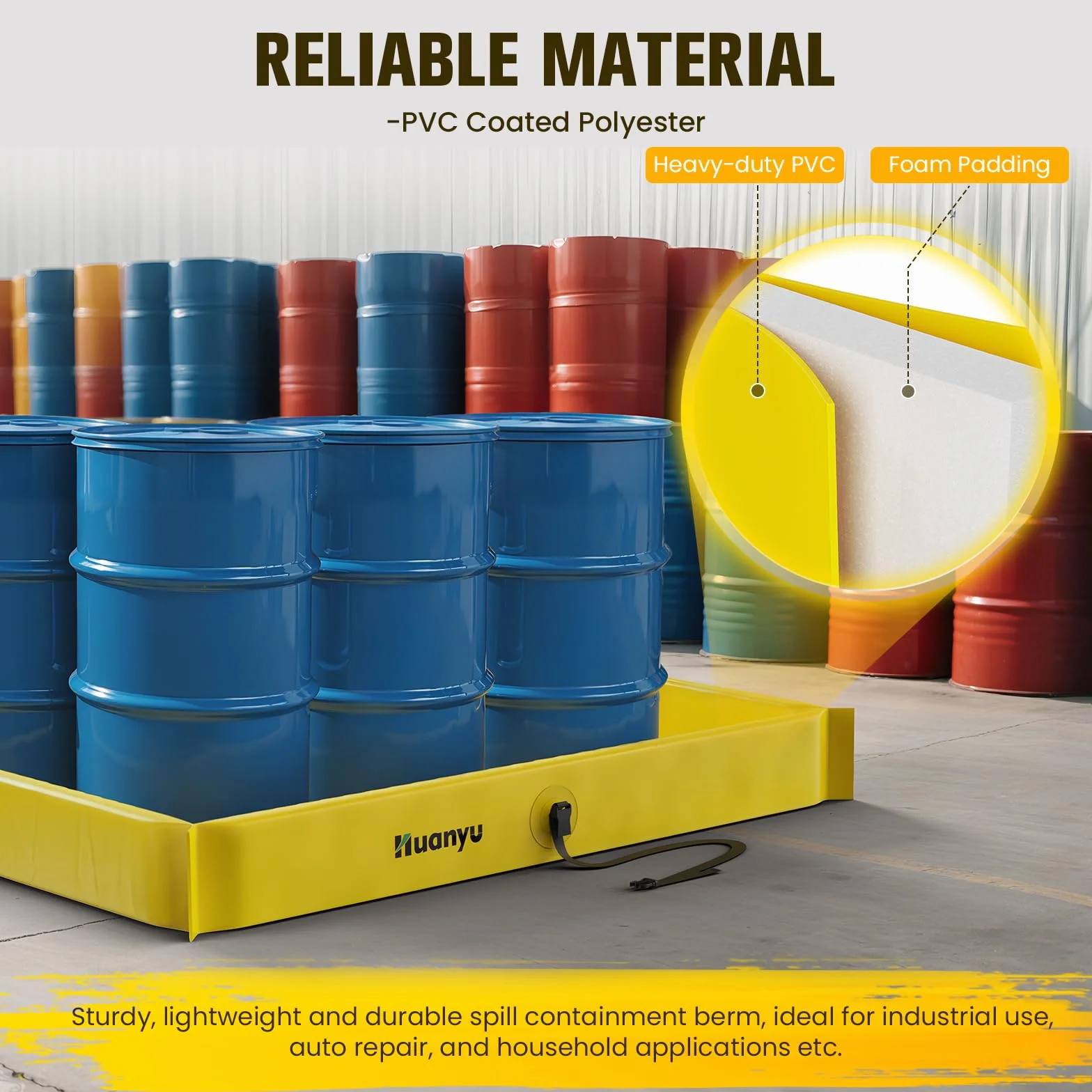 Huanyu Berm di contenimento portatile 120x120cm Piattaforma secondaria a tenuta stagna per industria petrolifera