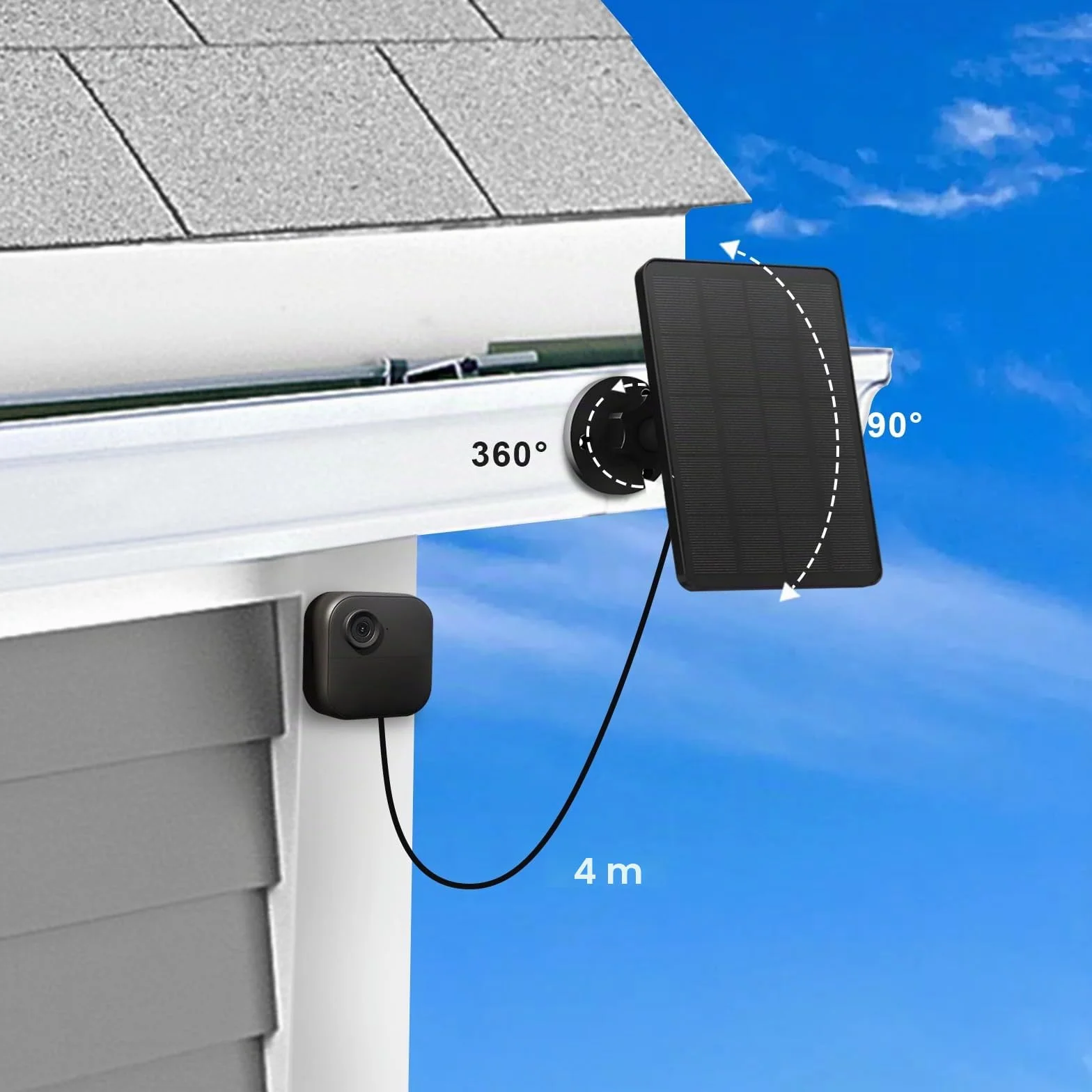 Pannello Solare da 4W per Telecamera Esterna Blink (4th gen), Caricatore Solare con Spina in Gomma, Impermeabile IP65, Cavo da 13,12 Piedi