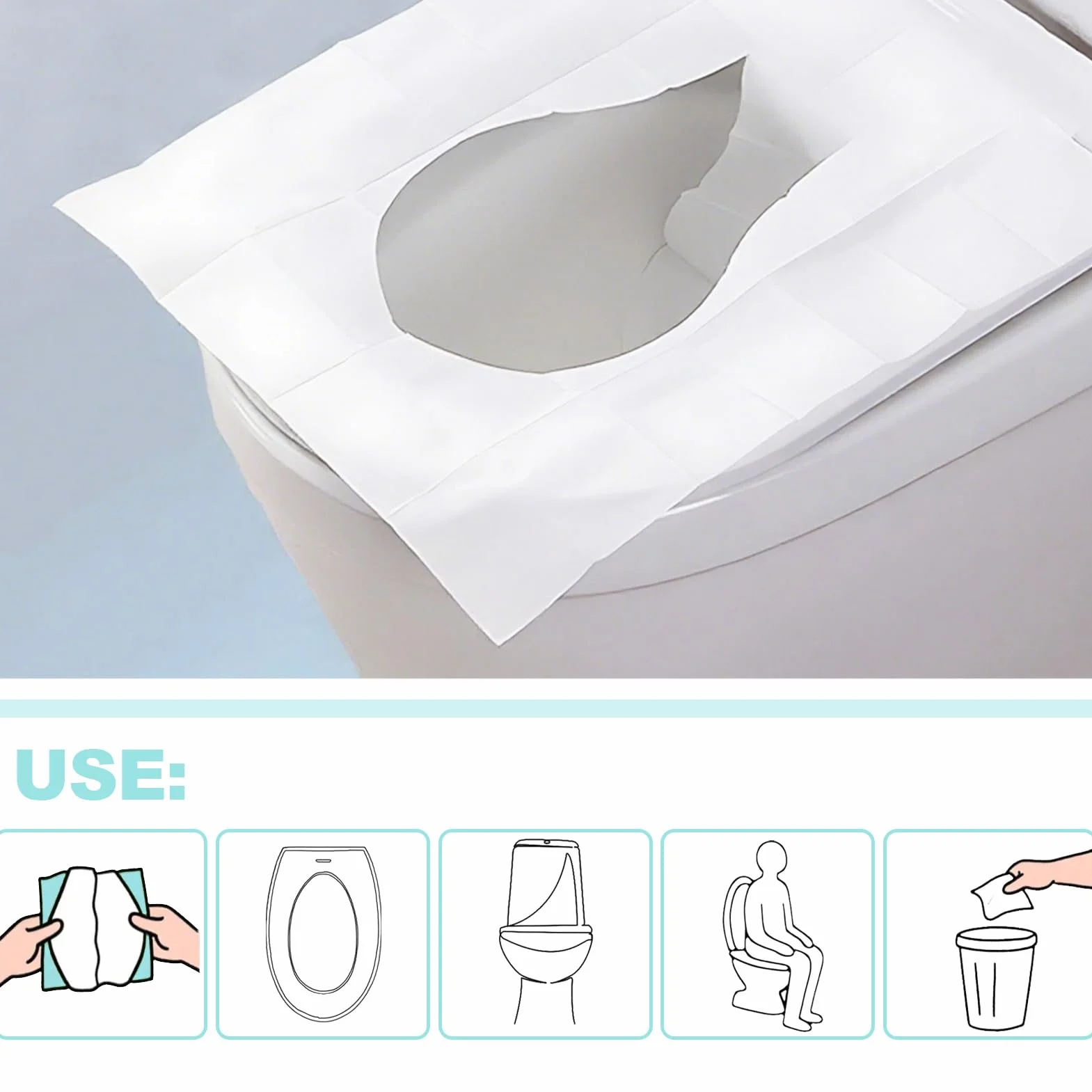 40 Pezzi Copriwater Usa e Getta WC 425mm*360mm Bianco