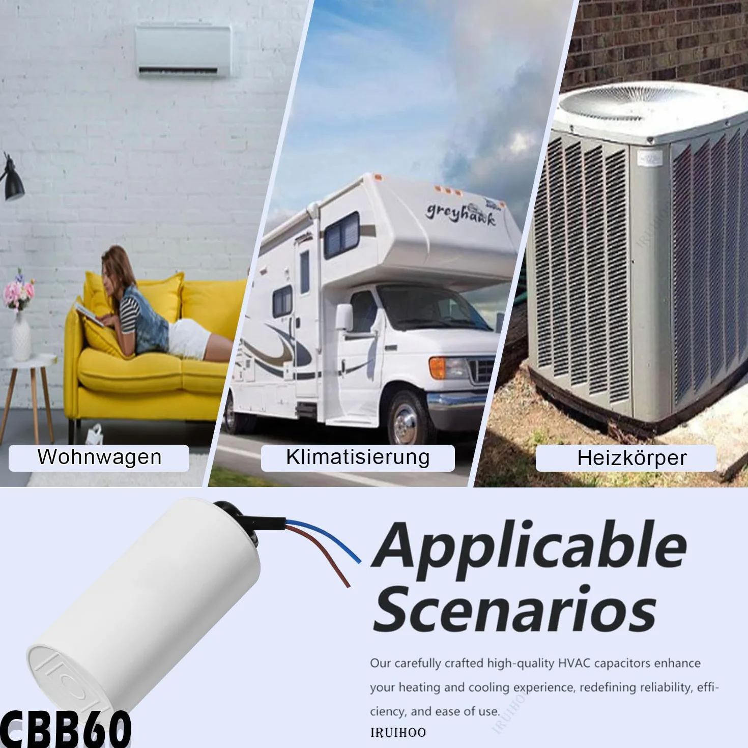 Condensatore CBB60 450V 60uf 50/60Hz, condensatore di marcia del motore