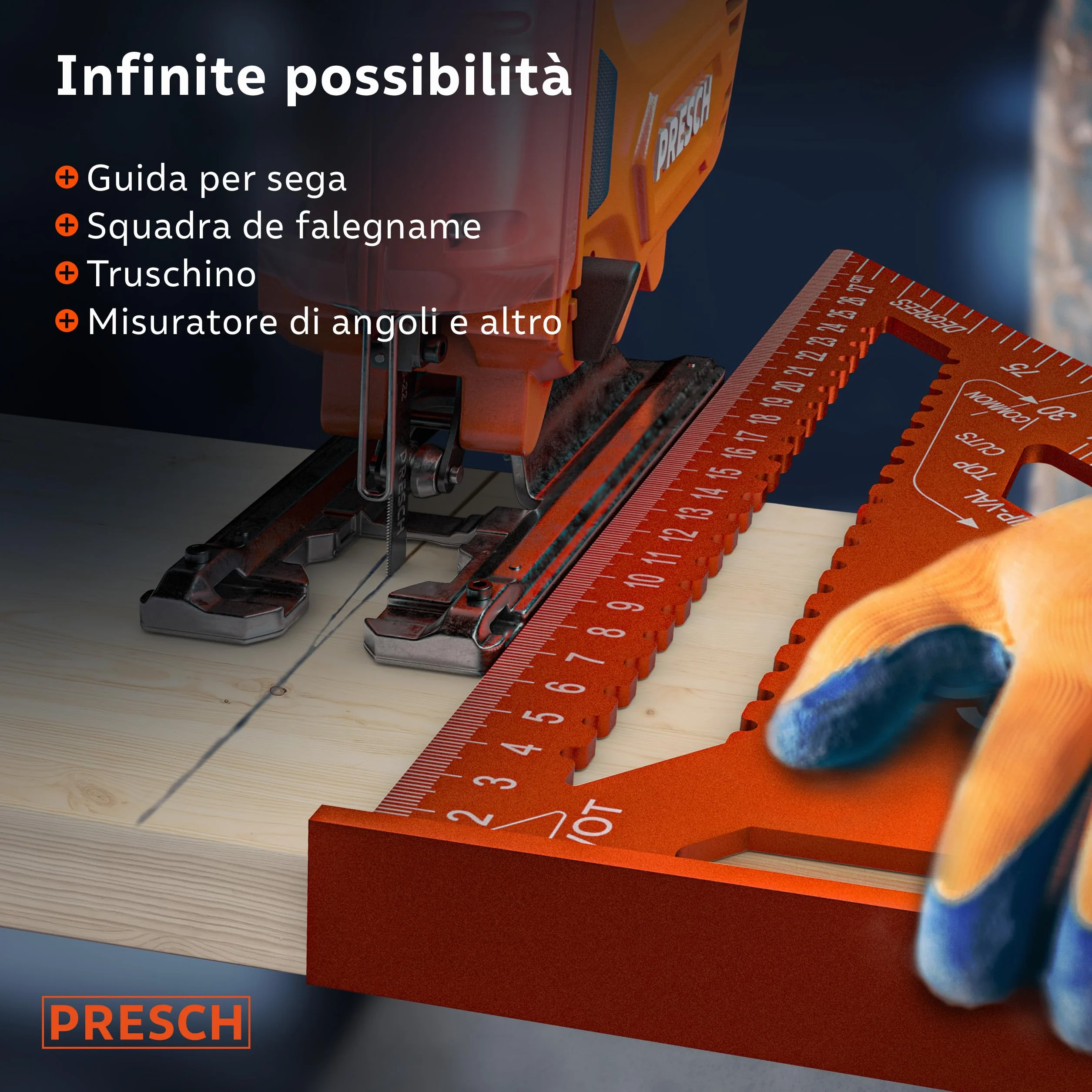 Presch Squadra da falegname Set 180mm 300mm Alluminio fresato ad alta precisione