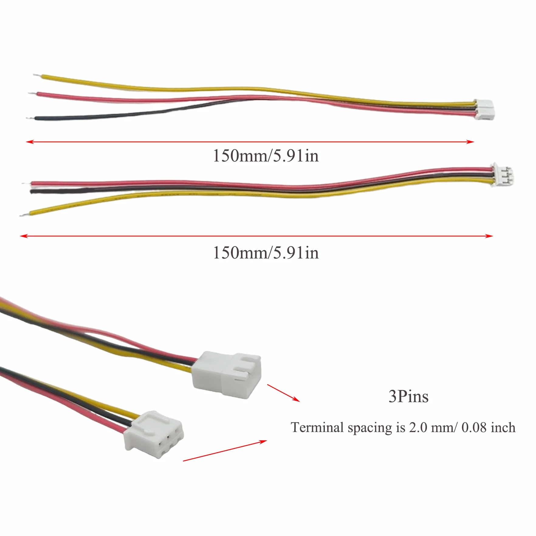 20 paia di connettori JST-PH 2.0 maschio e femmina a 3 pin, 3 pin, passo 2,0 mm, 15 cm, 26 AWG