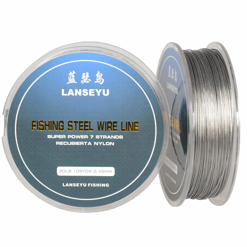 Filo da pesca in acciaio inox 100m 0,45mm 9,1kg 7 fili rivestito nylon