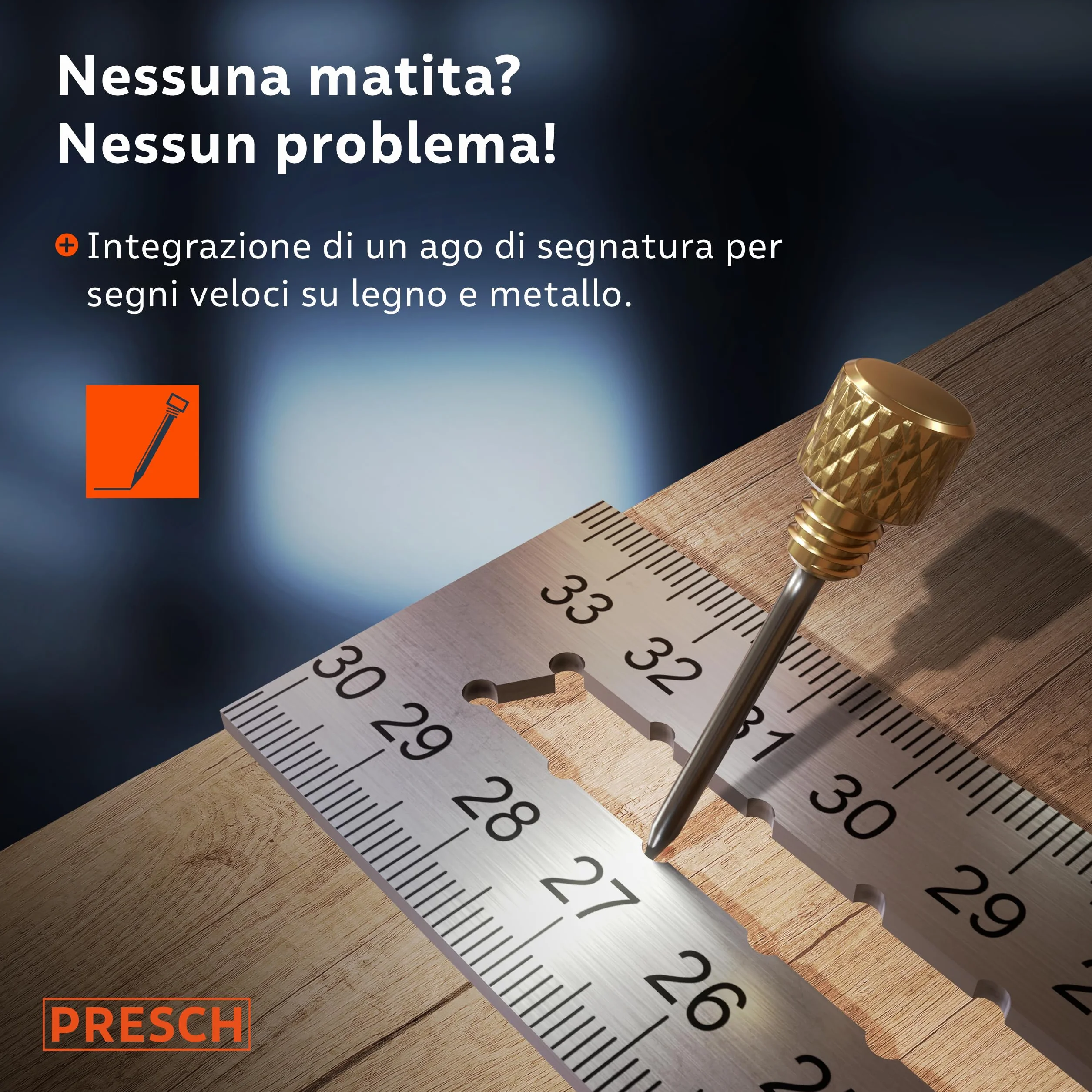 Presch Squadra da 300 mm 90° 45° con bolla di livello e indicatore di marcatura antiruggine