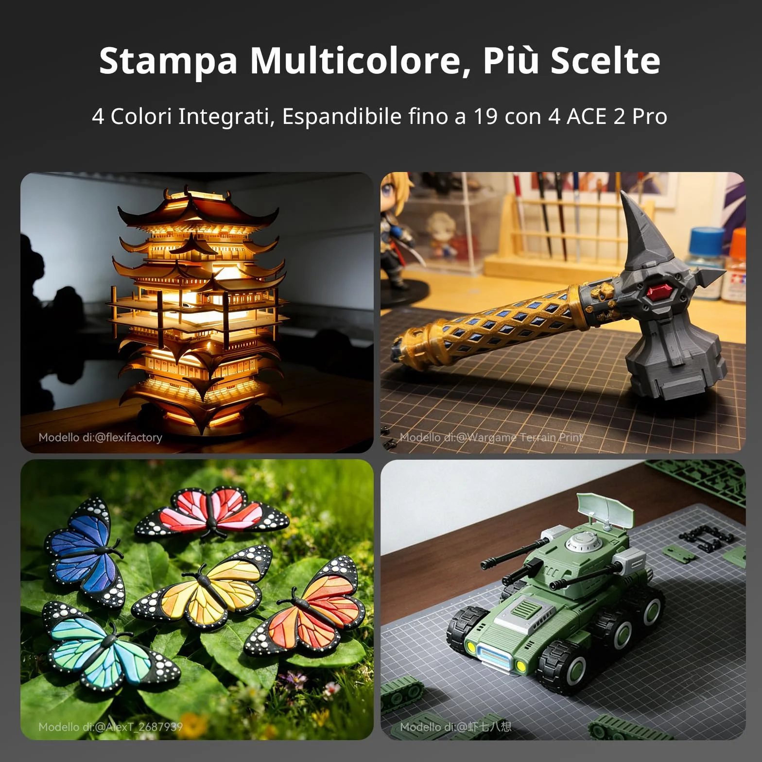 Anycubic Kobra X Stampante 3D, Alta Velocità da 600 mm/s con Stampa 4 Colori, Livellamento Automatico 49 Punti, Rilevamento Intelligente Tramite AI per Principianti e Professionisti,260 x 260 x 260 mm