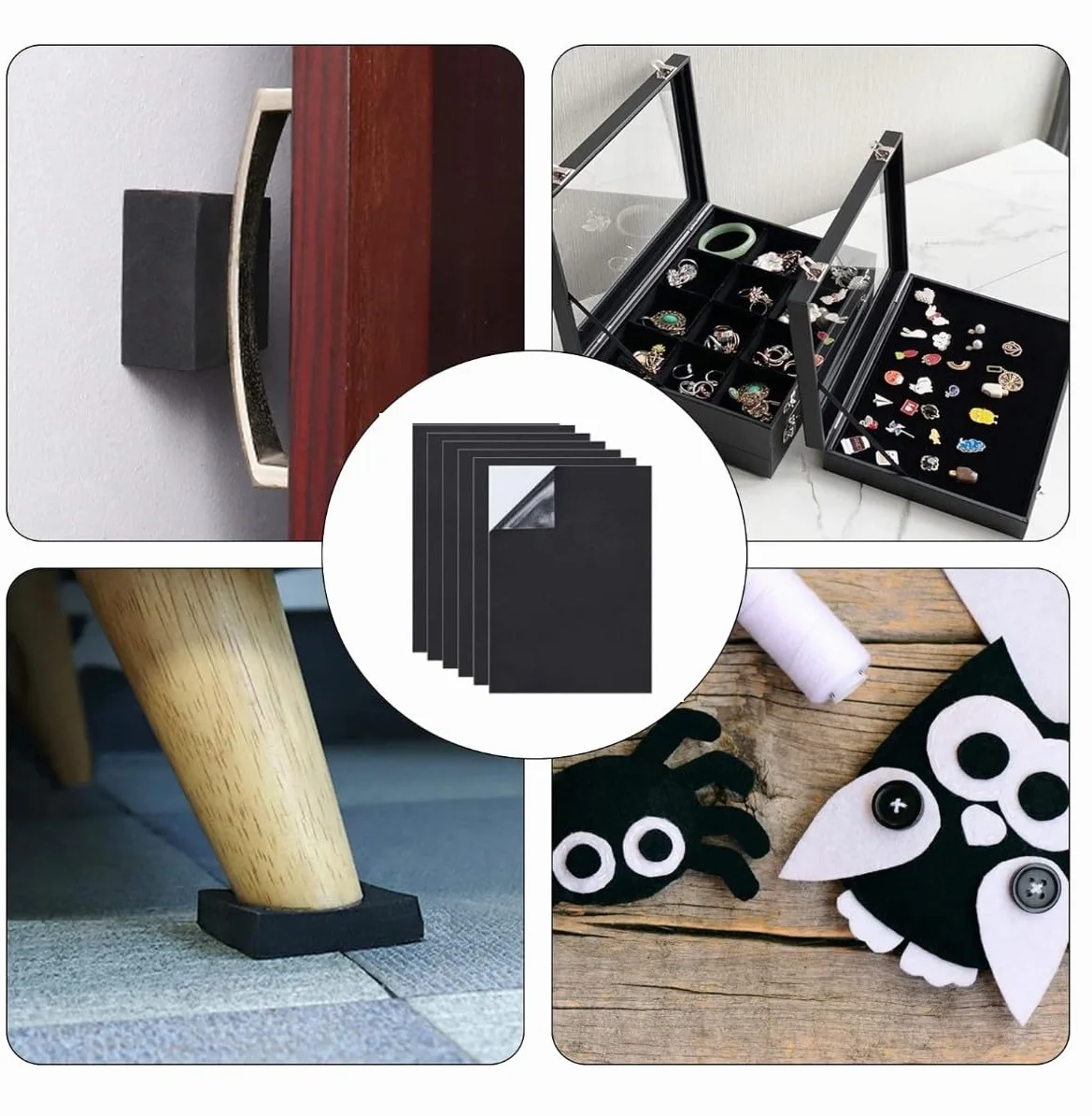 Gomma Eva Adesiva 6Pcs Pannello di Achiuma Autoadesivo nero 300mm x 200mm x 3mm Tappetino in Achiuma Eva Antiscivolo con Supporto Adesivo per DIY Mobili Porte Finestre Artigianato