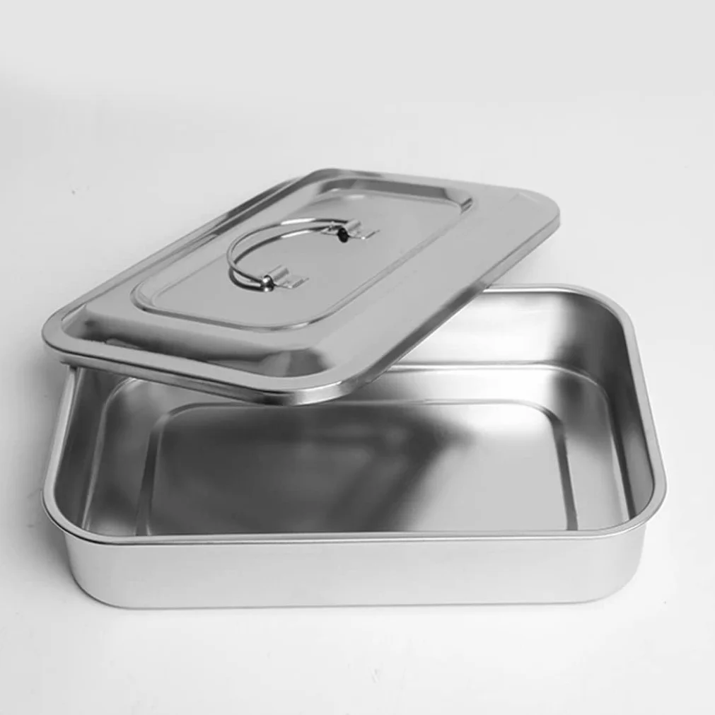 Vassoio in Acciaio Inossidabile, Organizzatore Metallico Dentale Medio con Manico