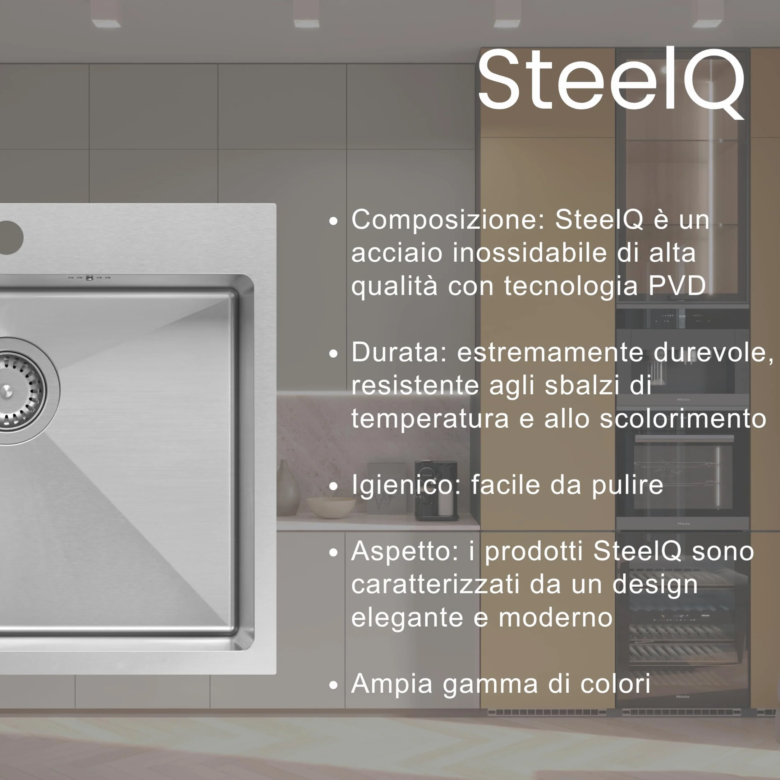 QUADRON Lavello in acciaio inox | dimensione 80 cm colore: sinistro | ROBIN lavello da cucina | scarico incluso | lavello in acciaio inox adatto a mobile da 80 cm | sovrapposizione (SINISTRA)