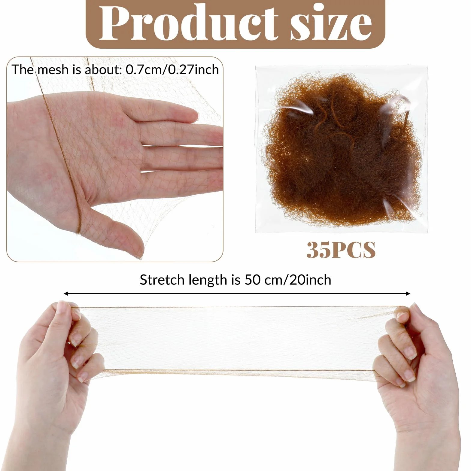 Nylon Invisible Hair Net 20 Cali 50 cm Rete Elastica per Capelli Bionda per Donna Balletto Danza