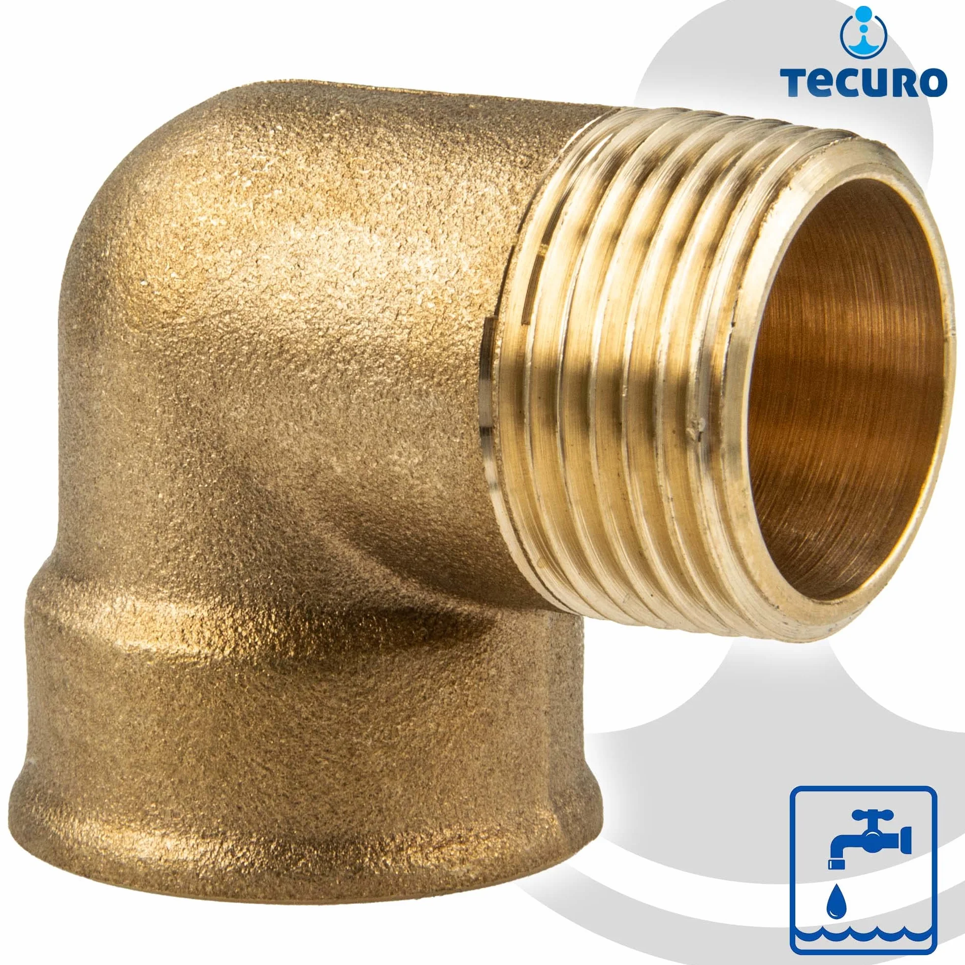 Tecuro Angolo in Ottone 90° Filettatura Interna x Esterna 3/4" Ottone Bianco CW617N Acqua Potabile