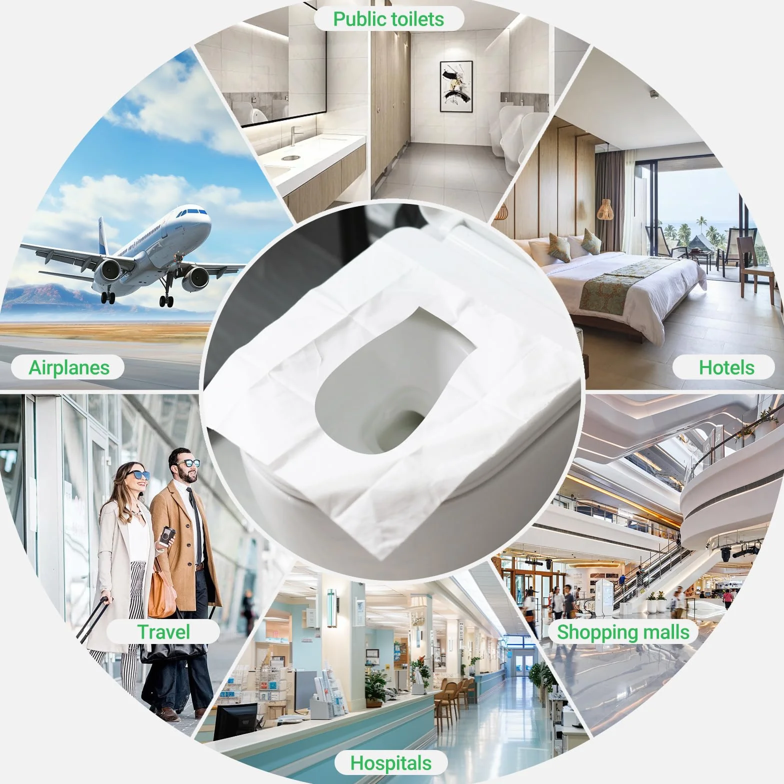 Copri Water WC USA e Getta 60 Pezzi 43x35,5 cm per Viaggi