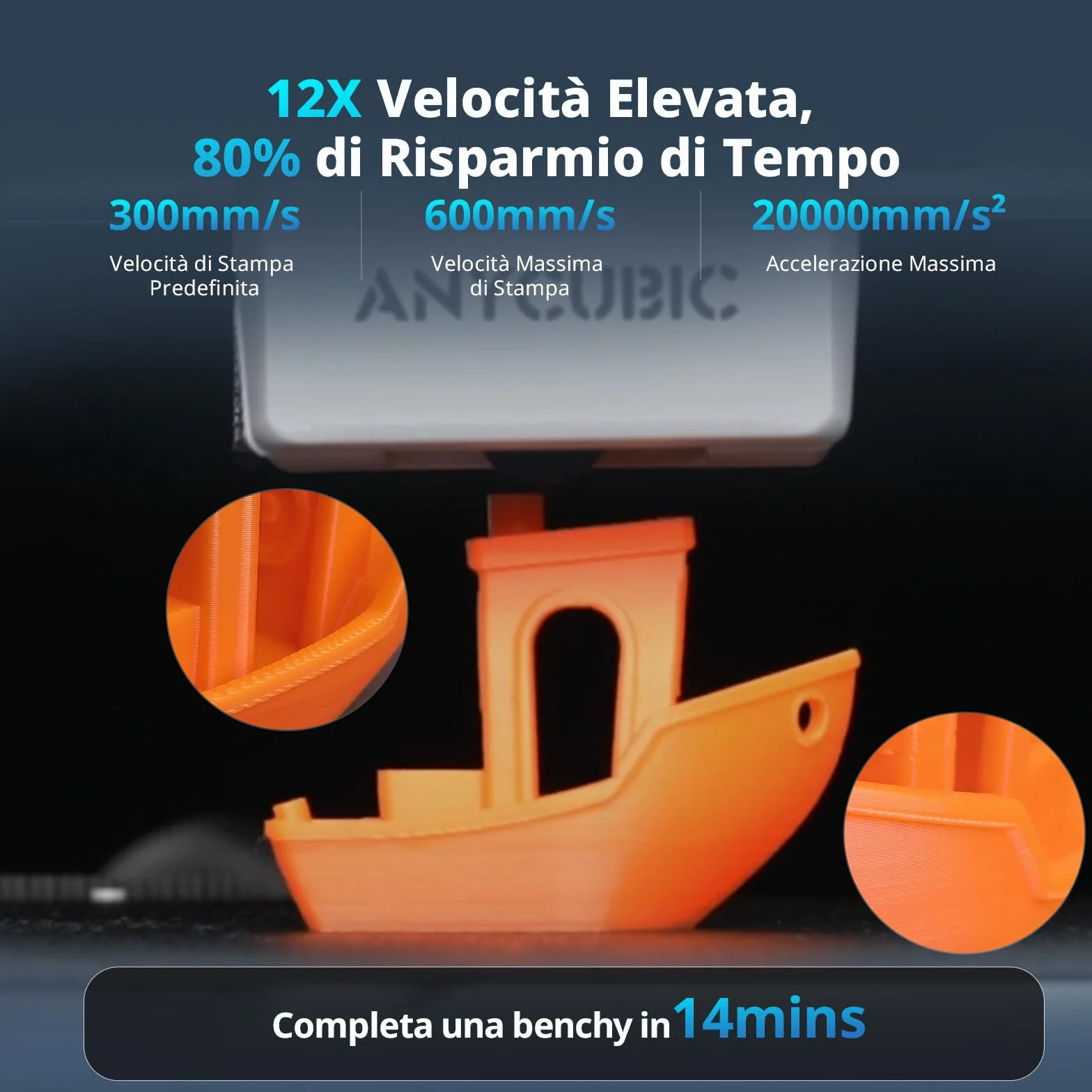 Anycubic Kobra X Stampante 3D, Stampa a 4 Colori, Fino a 19 Colori, Risparmio di Materiale Doppio, Stampa ad Alta Velocità a 600 mm/s, Ugello a 300 °C, per Piccole Imprese e Studi, 260 x 260 x 260 mm