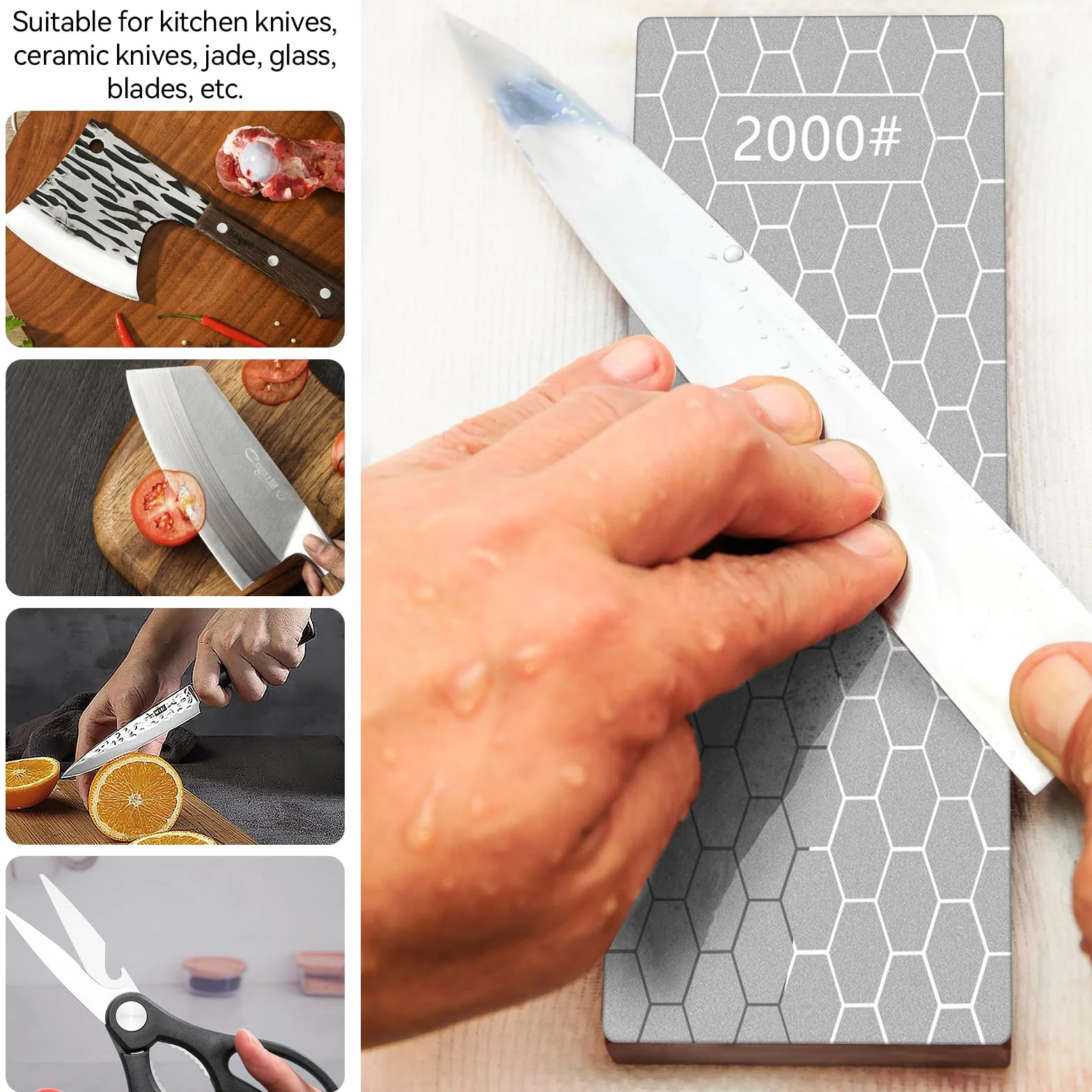 5 Pezzi Pietra Diamantata per Affilatura 200/400/600/1000/2000 Pietra Affilare Coltelli Nido D'ape Design Antiscivolo Pietre per Affilare Diamantate Utensili da Cucina per Esterni