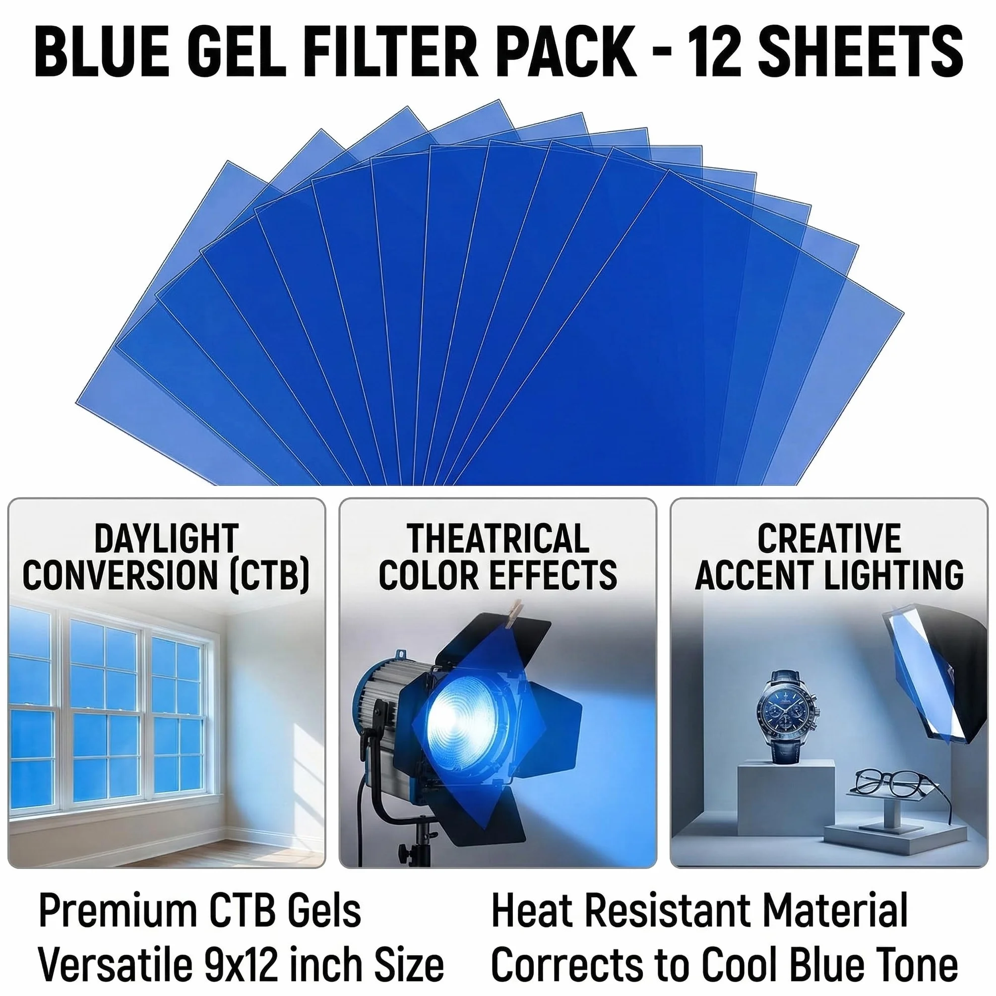 Pellicola blu filtrante 10 pezzi pellicola per lampade 30x30 cm pellicola resistente al calore 0.3 mm per fotografia decorazioni fai da te protezione occhi luci LED