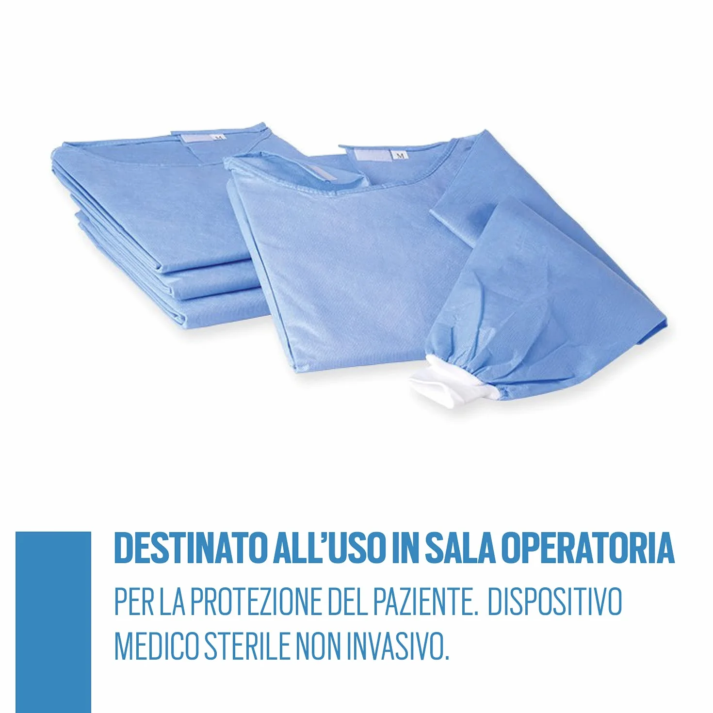Camice Chirurgico Monouso Sterile 45gr Blu 5 pezzi Dispositivo Medico Idrorepellente