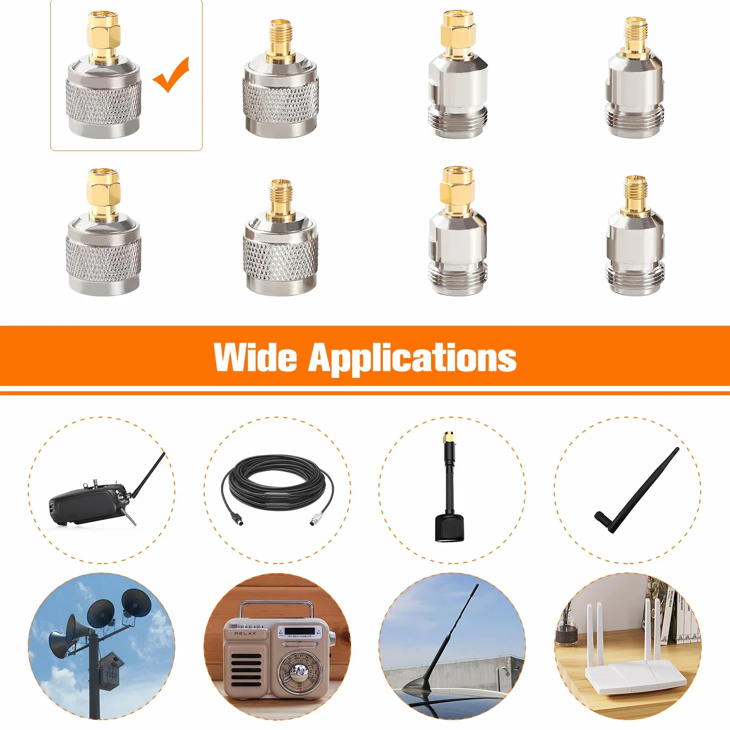 Adattatore Rame N a SMA Maschio Connettore Coassiale per Antenna WiFi Broadcast Radio 2 Pezzi