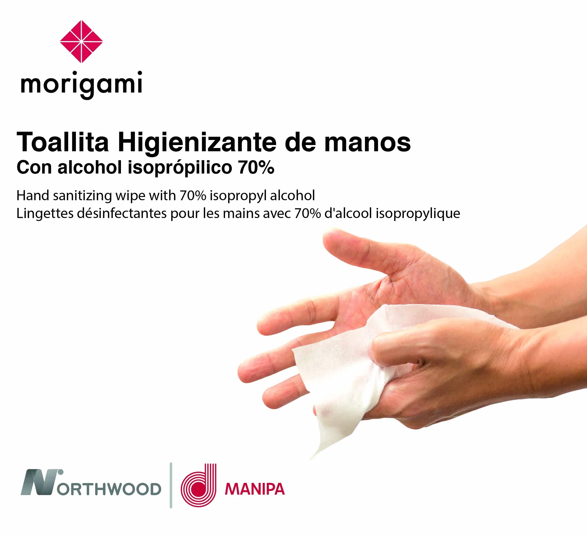 Asciugamano igienizzante con alcool isopropilico per le mani