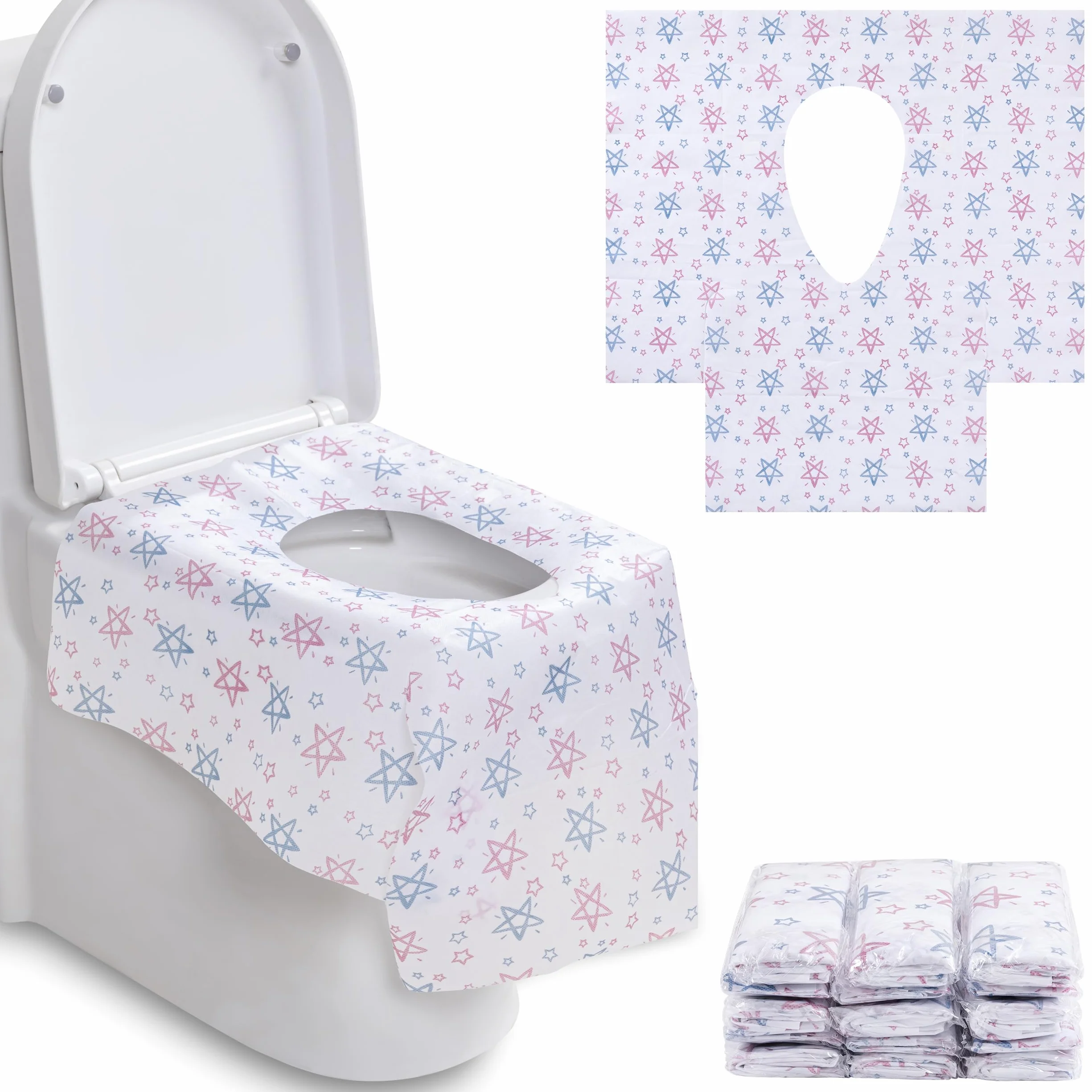Copriwater Monouso Antibatterico 65x60 cm Impermeabile Portatile WC Cover 30 Pezzi