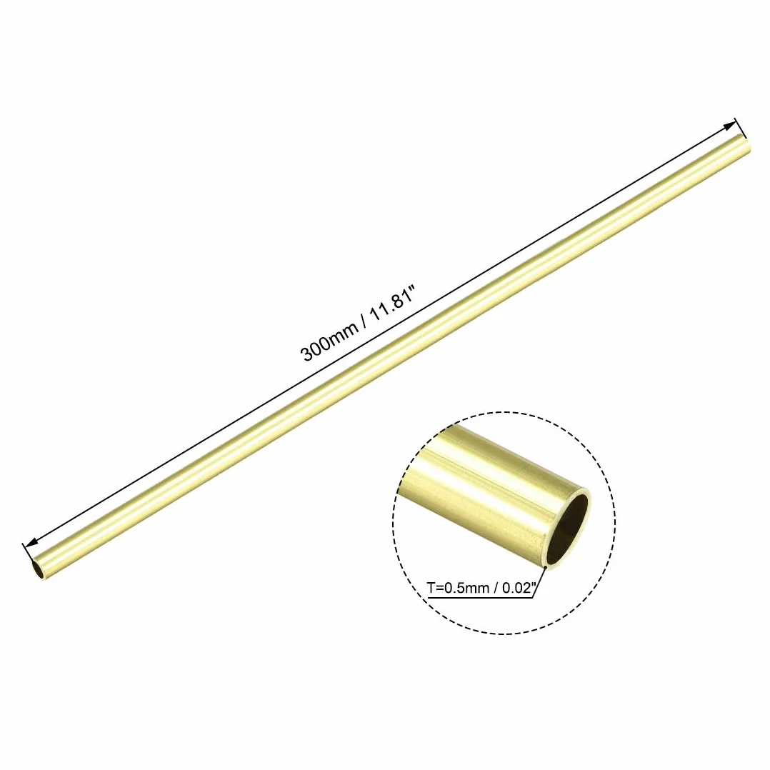 PATIKIL Tubo in ottone 8 Pezzi, 2-10mm OD x 0,5mm Spessore 300mm Lunghezza, Liscio Tondo per Macchine Fai da Te