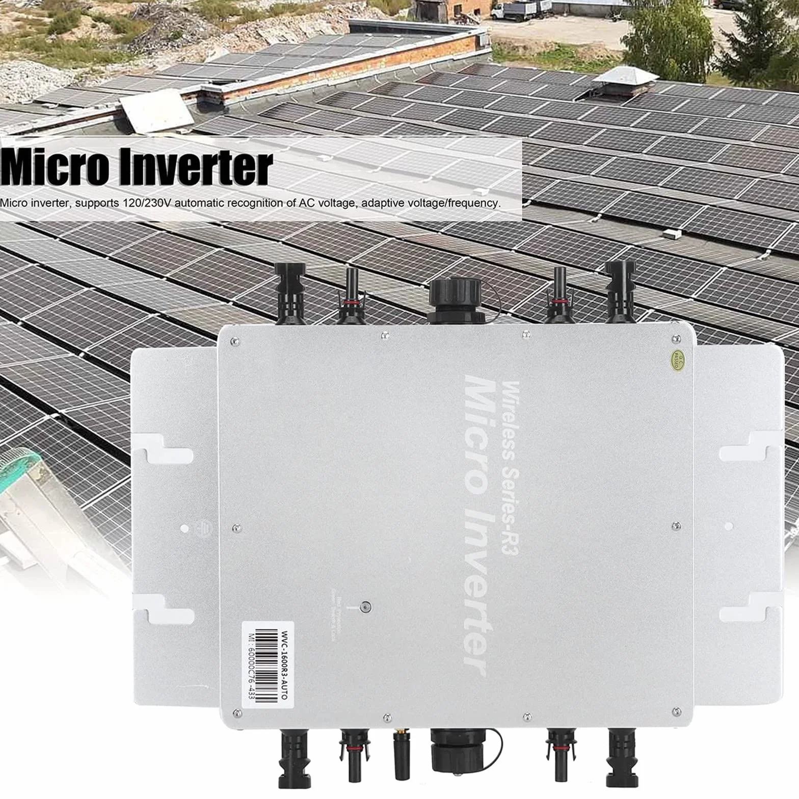 Inverter solare a legame a griglia, micro inverter MPPT per moduli fotovoltaici, centrale elettrica da balcone, 2400 W