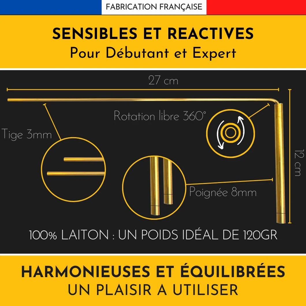 Bacchetta da Rabdomante, Ideale per Radiestesia e Geobiologia e Rabdomanzia, Radmaster, Fabbricazione Artigianale Francese. Dowsing Rods