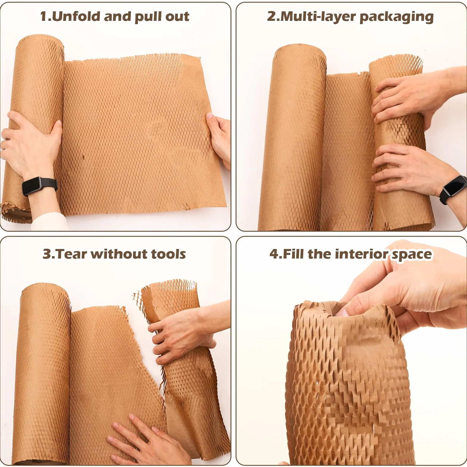 Carta a nido d'ape da imballaggio Rotolo 38 cm x 70 m marrone