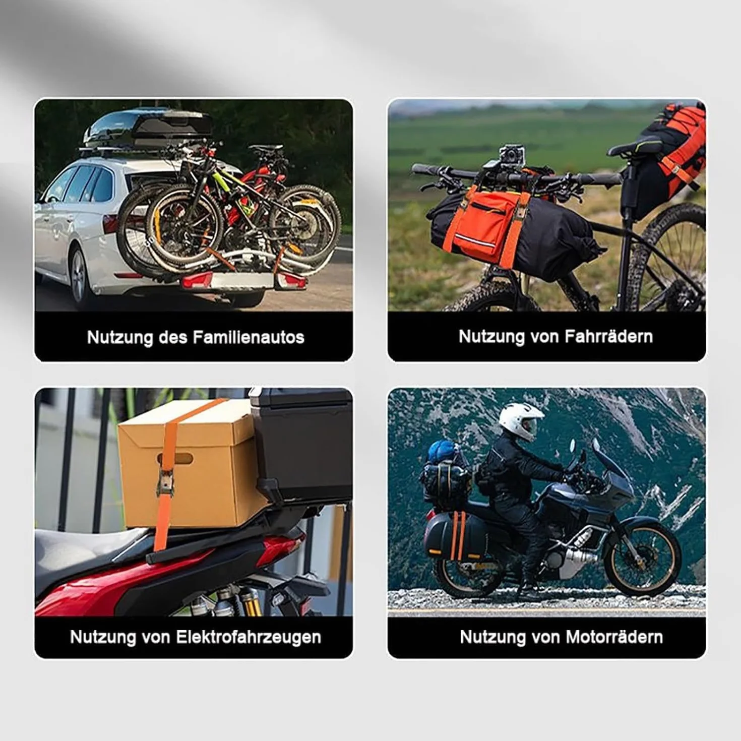BetterJonny - Cinghia di ancoraggio, 15 m, con fibbia di serraggio, 1000 kg, larghezza della cinghia 25 mm, cinghia a cricchetto con cricchetto per fissaggio auto, moto (arancione)