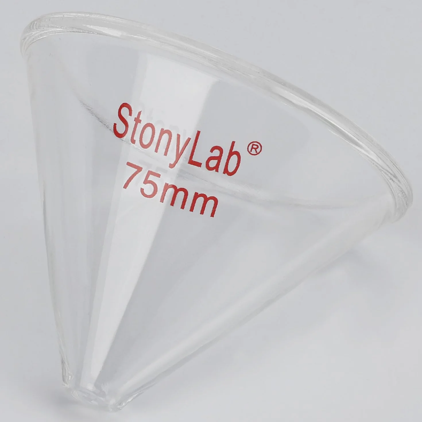 stonylab Imbuto di Vetro, Imbuto Senza Stelo in Vetro Borosilicato Addensato con Diametro Interno di 75 mm per Uso in Laboratorio