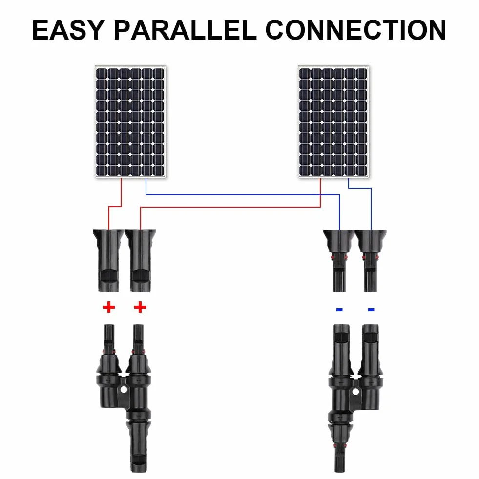 URAQT T Solari Cavo Connettori, 1 Paia 2 a 1 Connettori Solari da Cavo per Pannelli, IP67 Impermeabile MFFF/FMMM, Pannello Solare Branch Cavi Fotovoltaici Connettore