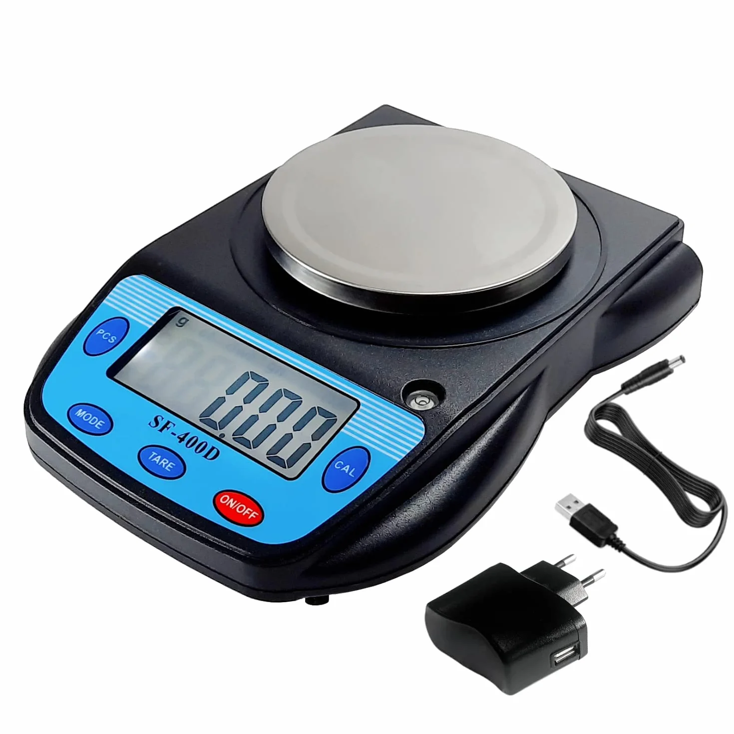 Eosphorus Bilancia di Precisione 600g/0,01g con Piatto Rotondo, Bilancia Digitale per Laboratorio, Scuole e Chimica, Funzione Conteggio, Unità g/oz/ct, Ricarica USB e Adattatore