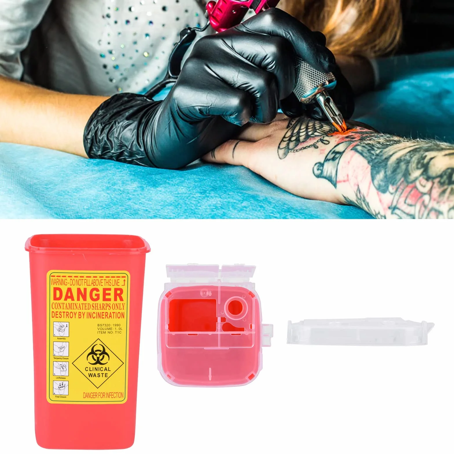 Contenitore per Oggetti Taglienti Plastica Medica 1L Rosso