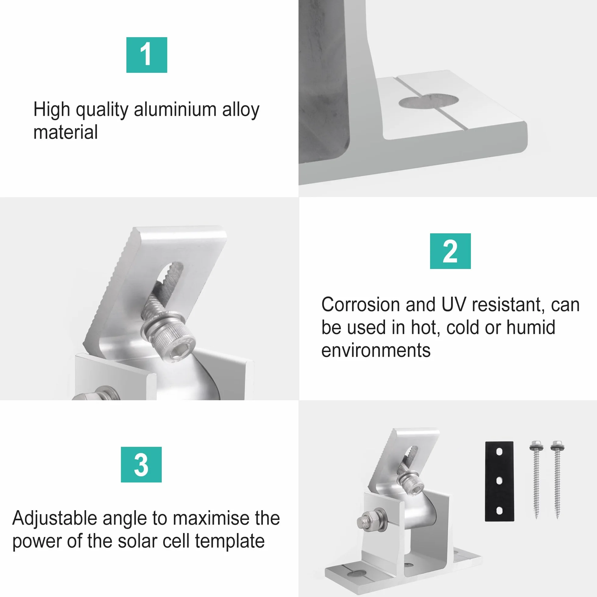 Staffe Pannelli Fotovoltaici Regolabili 0-60° per Camper Barca Tetto