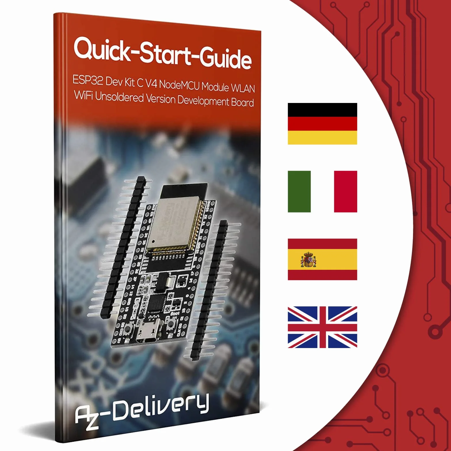 AZDelivery ESP32 Dev Kit C V4 NodeMCU WLAN/WiFi Scheda di sviluppo Non saldata (Modulo successivo al kit di sviluppo ESP32 C) Compatibile con Arduino incluso E-Book!