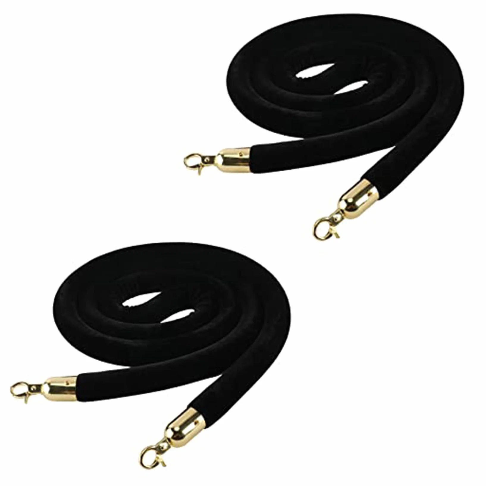 2 Pz Nero Corda per Stanchion in Velluto,Controllo Barriera Corda Della Folla Stanchion Corda，con Ganci Dorati,per Eventi Sul Tappeto Rosso, Cinema, Apertura, Banchetti di(Size:4.9ft/150cm,Color:Nero)
