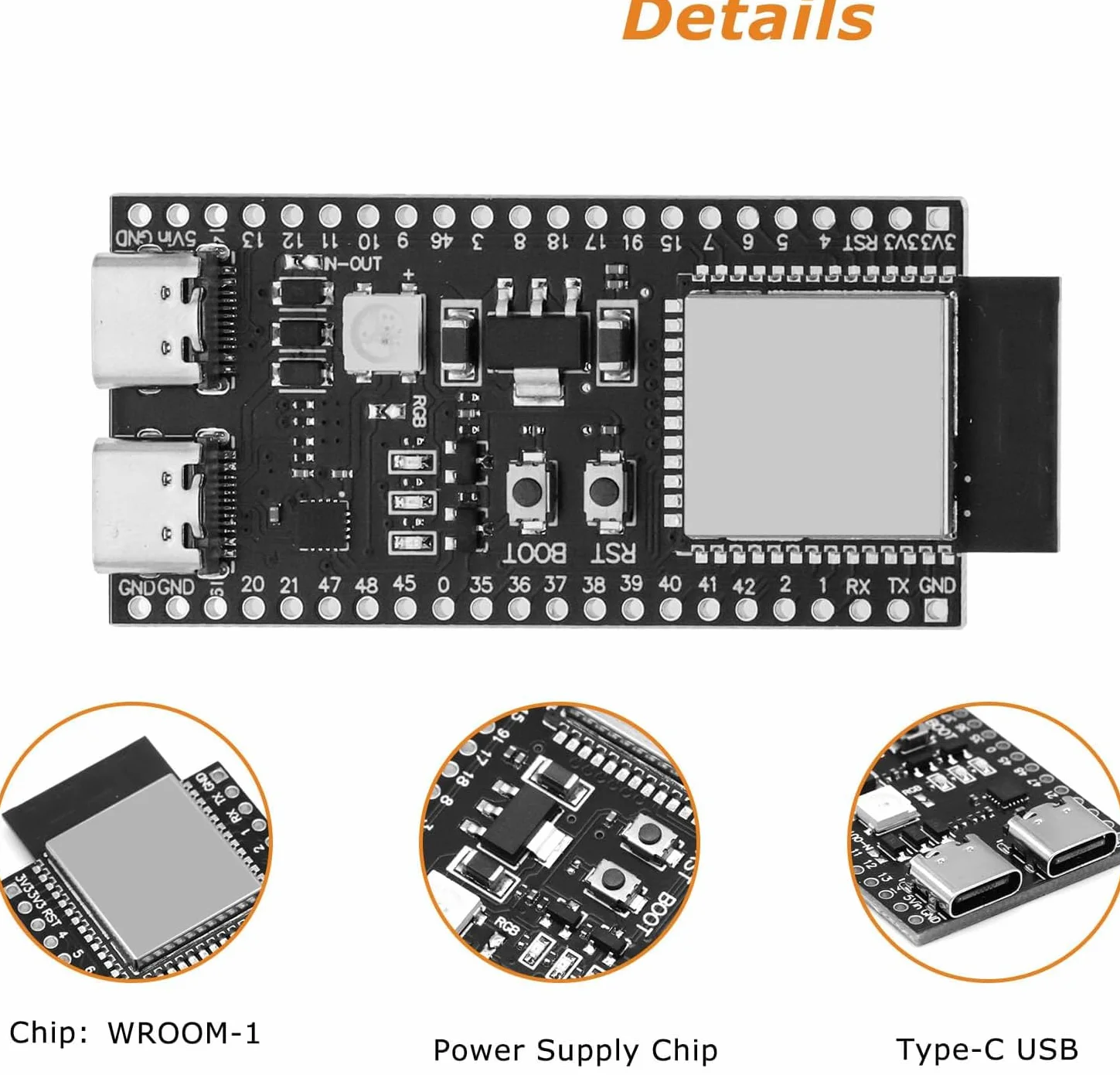 Scheda di sviluppo ESP32-S3 WROOM-1-N16R8 per ESP-DevKitC-S3 con Wi-Fi dual-mode e Bluetooth Type-C